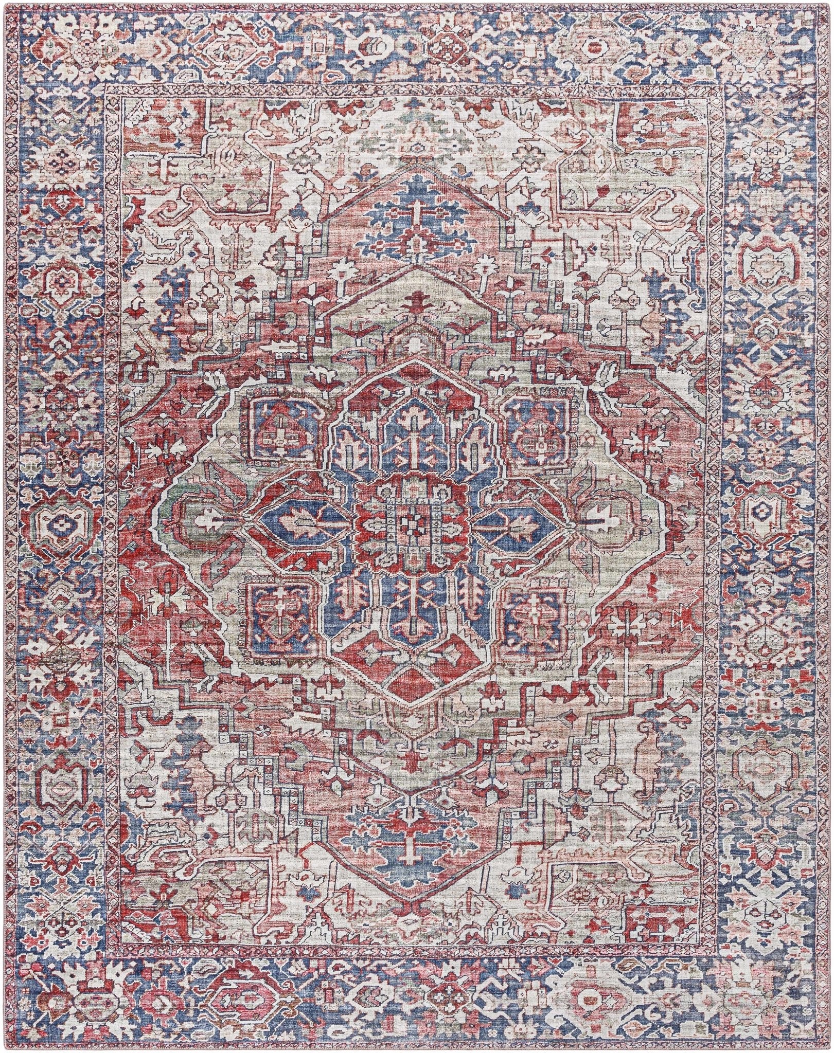 Dursunlu Red And Black Traditional Serapi Design Blush Area Rug - Image 12
