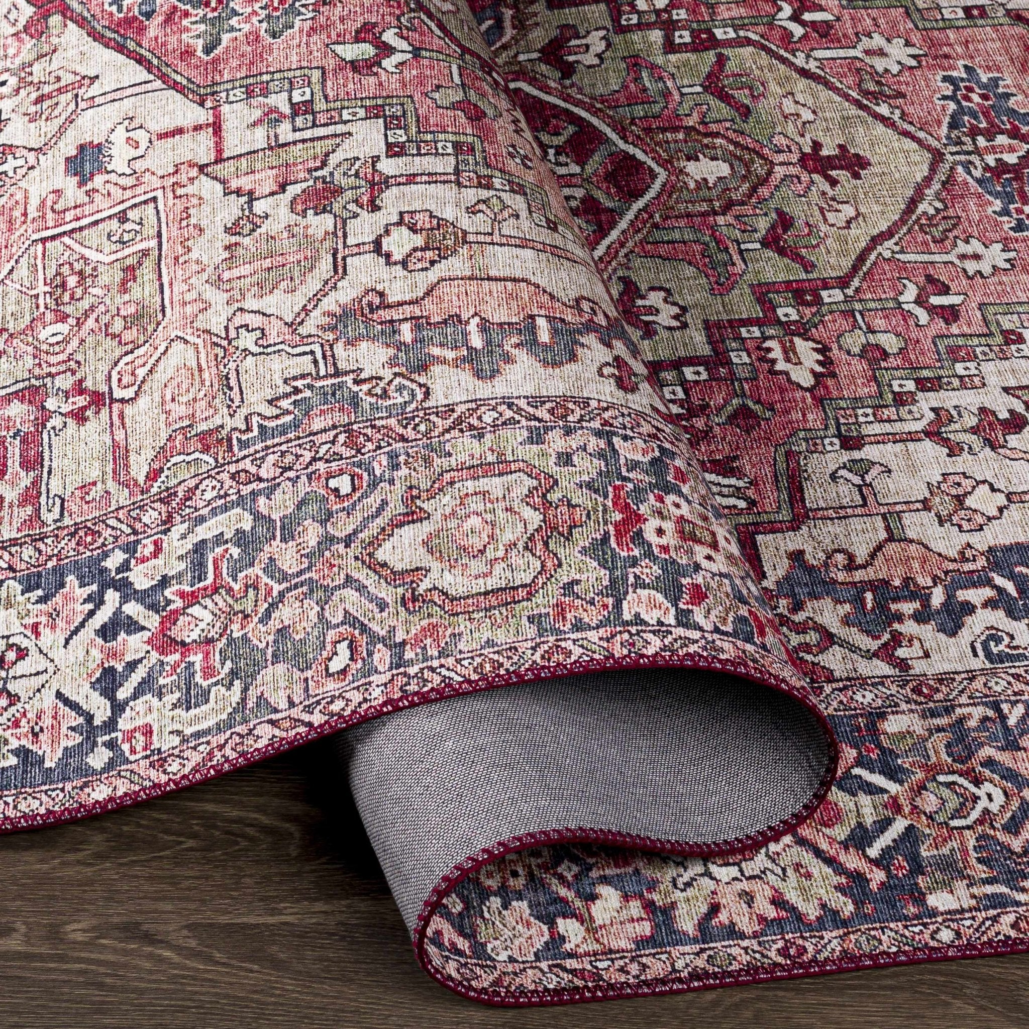 Dursunlu Red And Black Traditional Serapi Design Blush Area Rug - Image 6