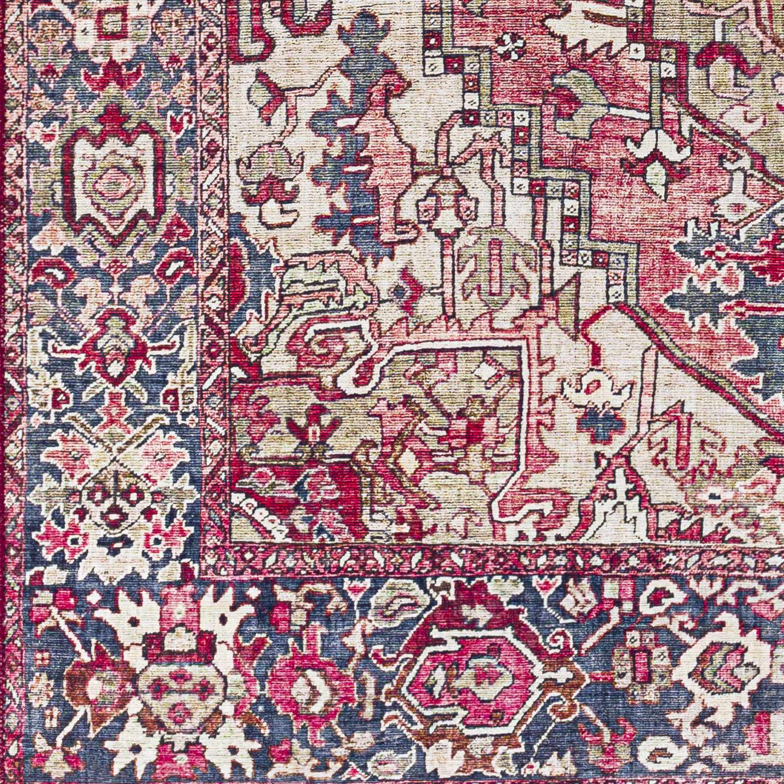 Dursunlu Red And Black Traditional Serapi Design Blush Area Rug - Image 7