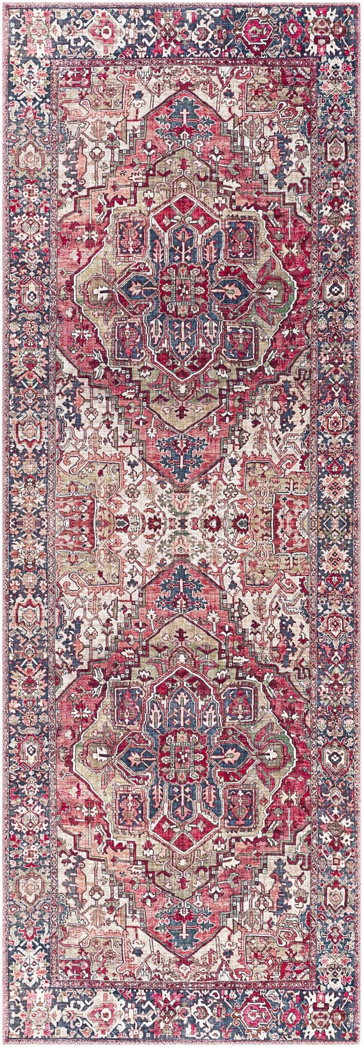 Dursunlu Red And Black Traditional Serapi Design Blush Area Rug - Image 8