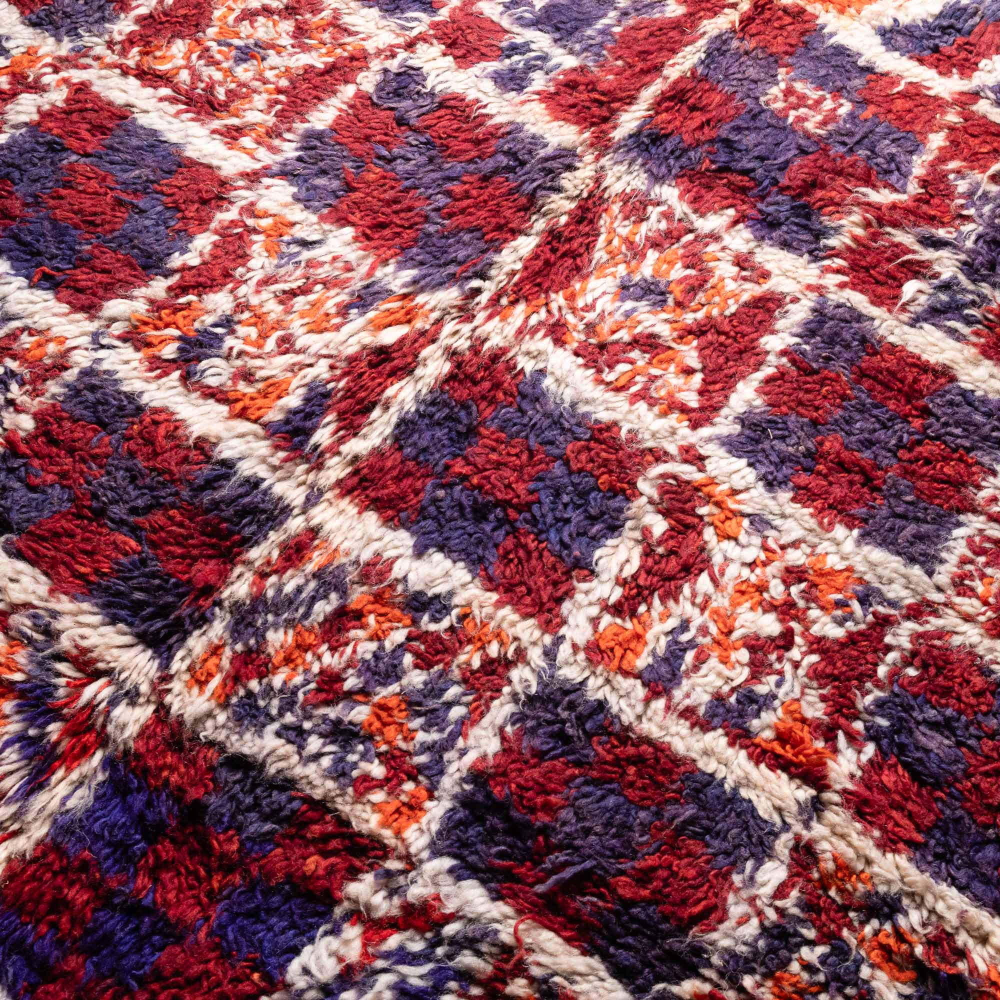 Red And Blue Contemporary Moroccan Hand Knotted 6x12 Wool Rug - Image 3