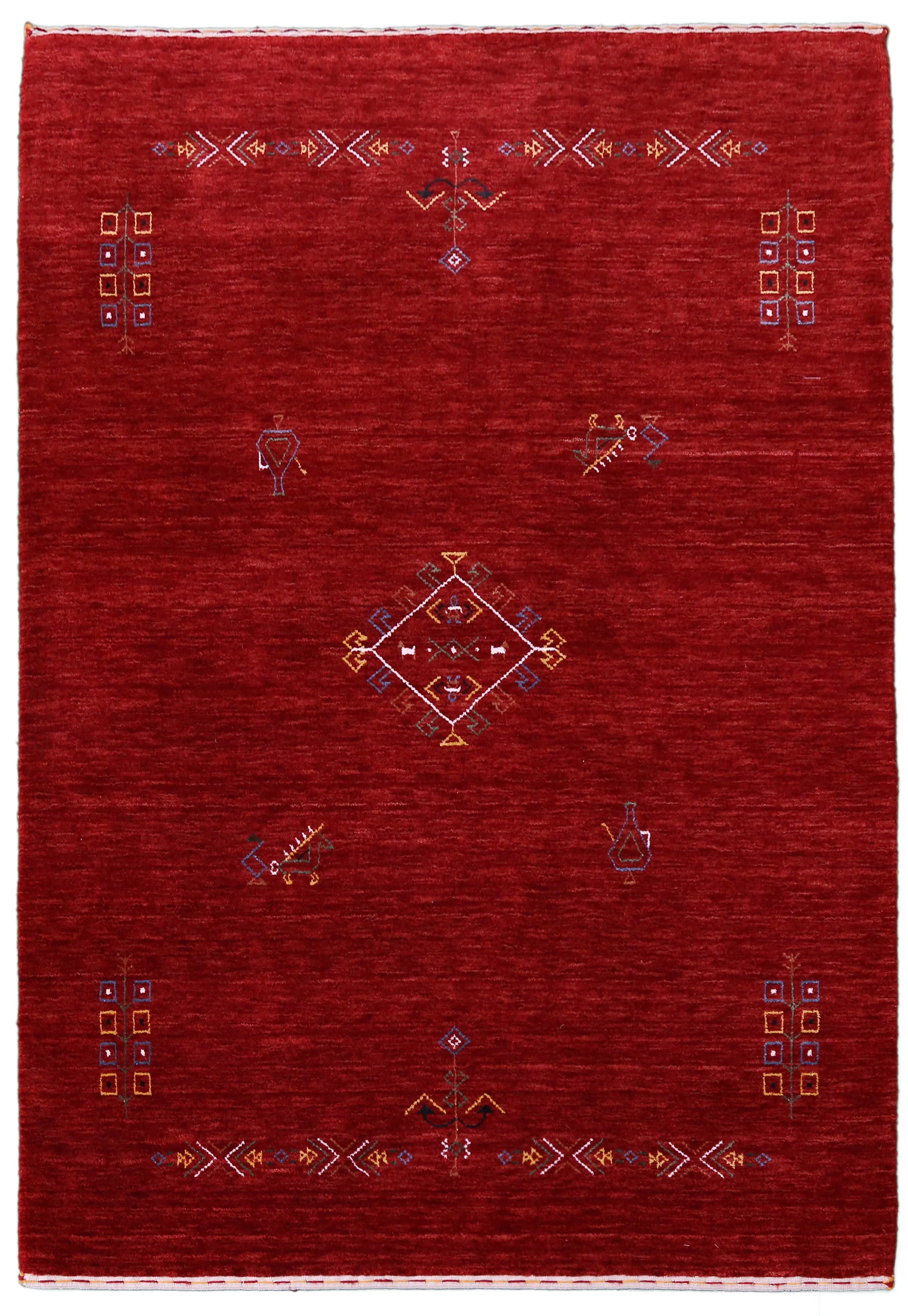 Red Center Medallion Tribal Design Hand Loomed Wool Area Rug - Image 10