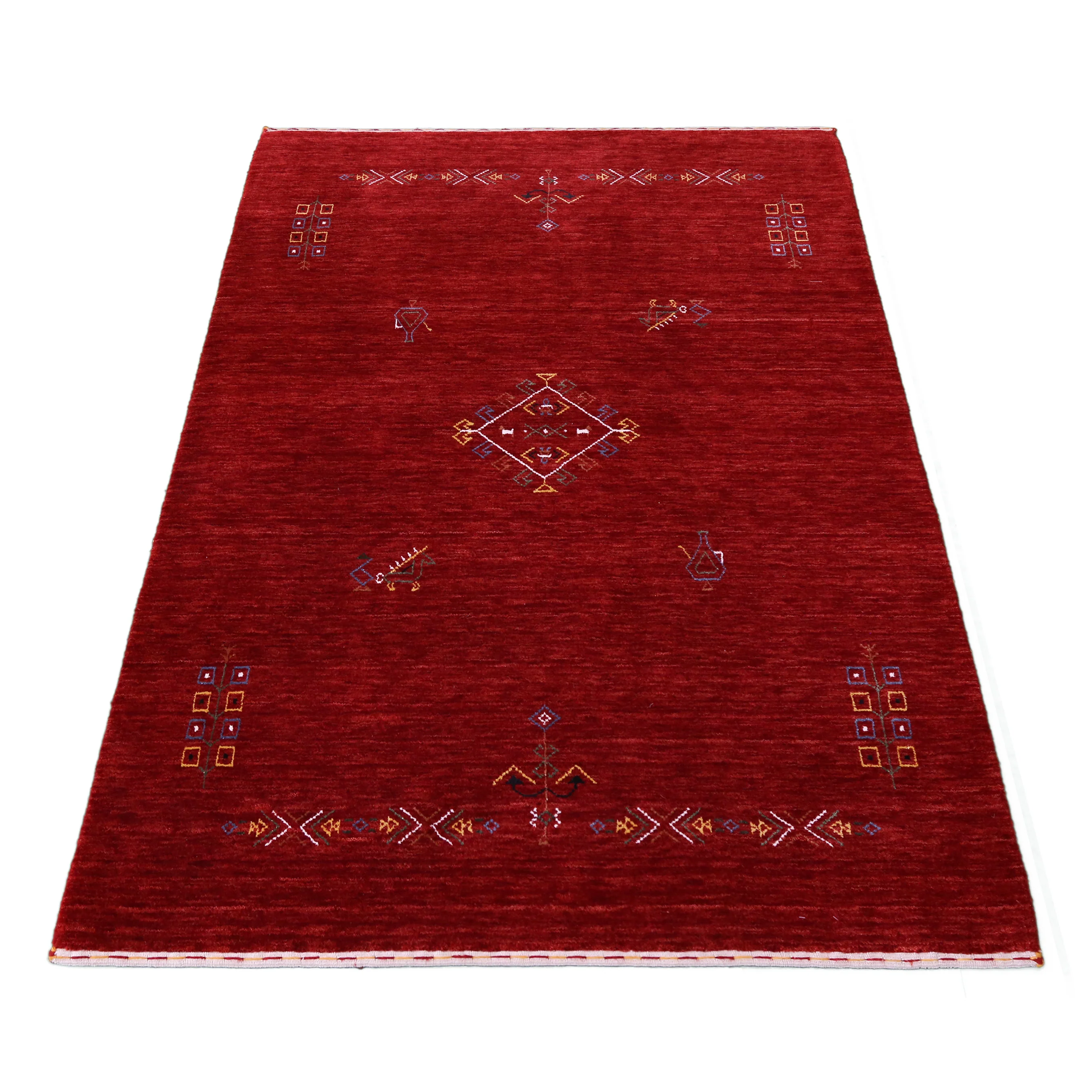 Red Center Medallion Tribal Design Hand Loomed Wool Area Rug - Image 11