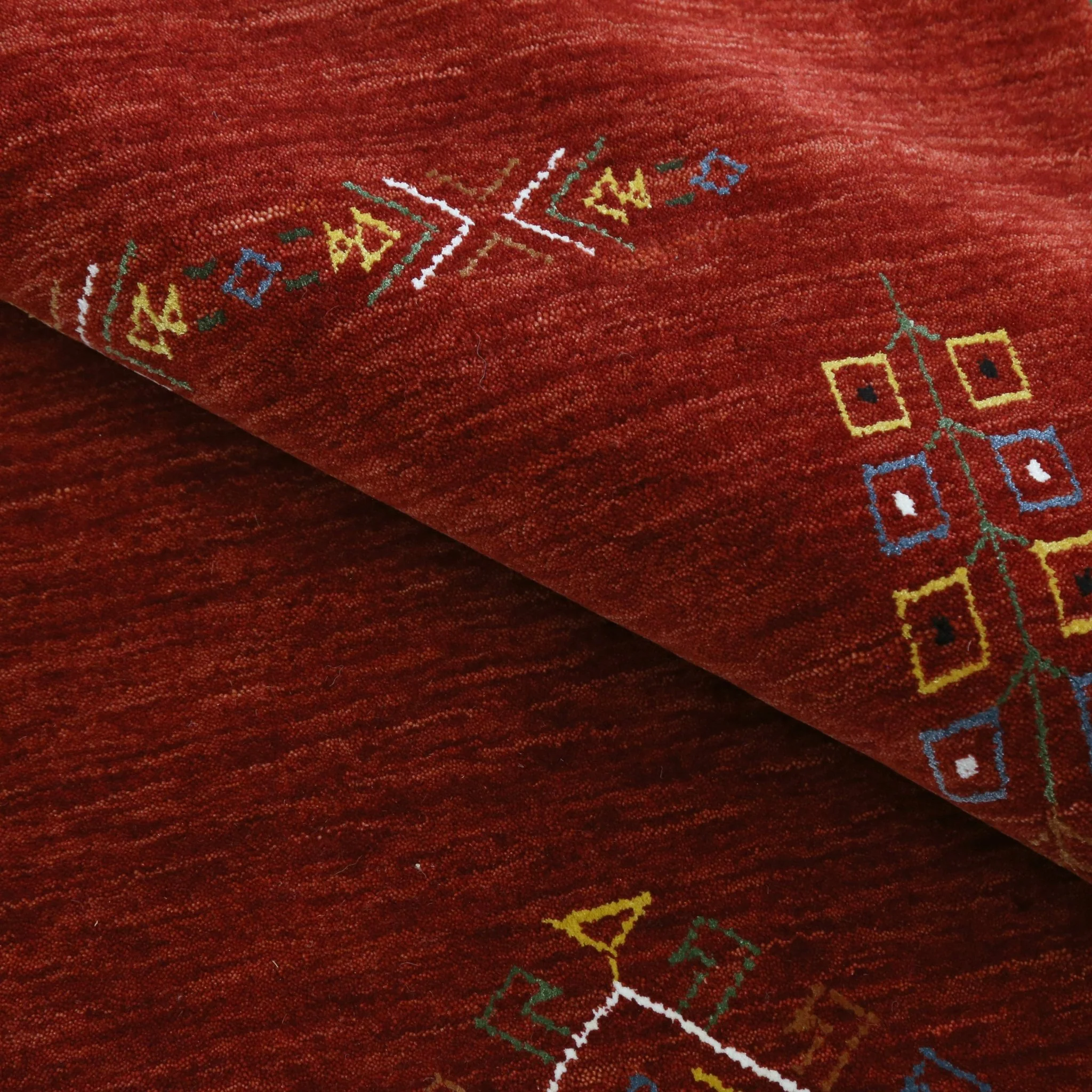 Red Center Medallion Tribal Design Hand Loomed Wool Area Rug - Image 3
