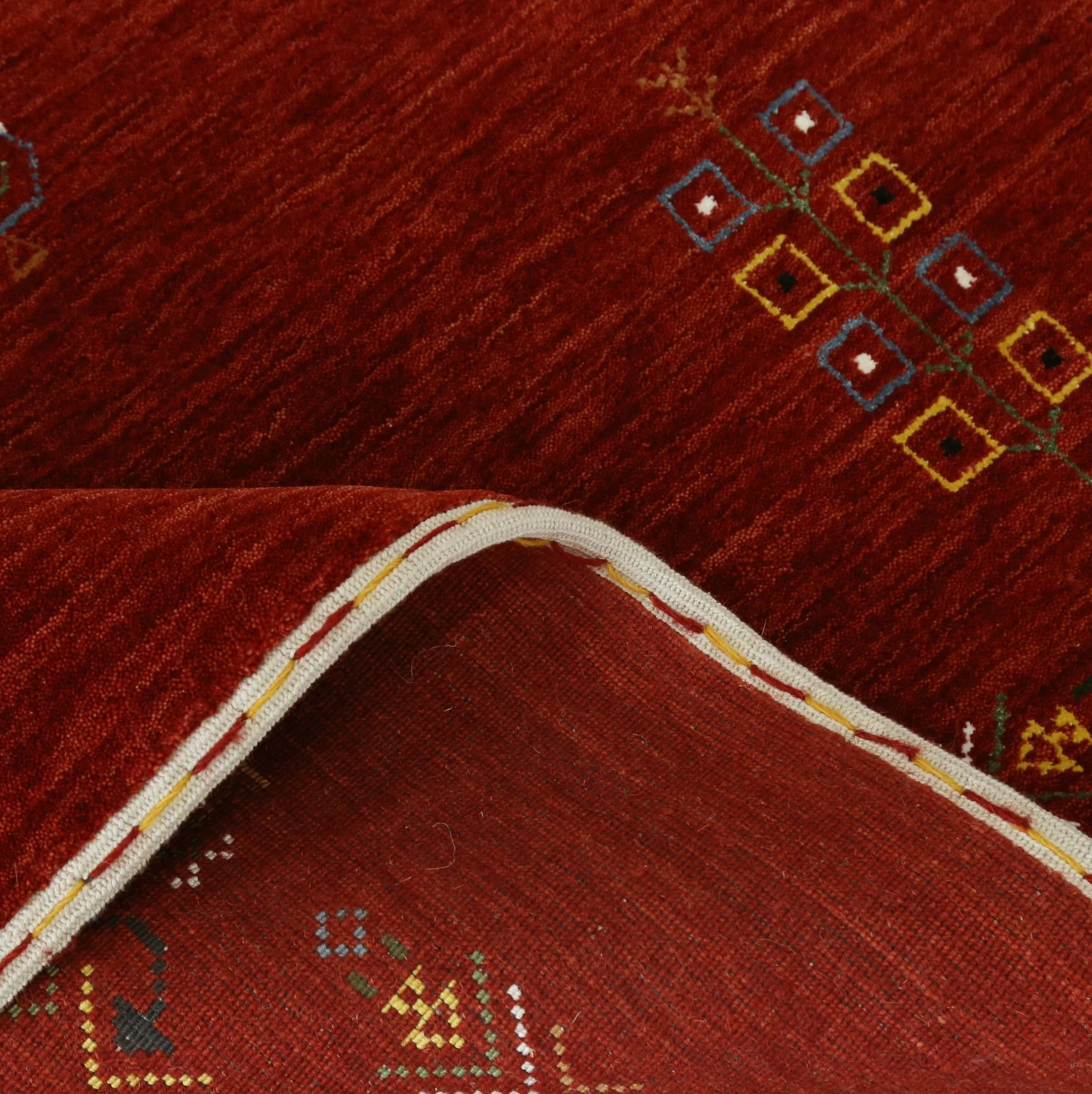 Red Center Medallion Tribal Design Hand Loomed Wool Area Rug - Image 6