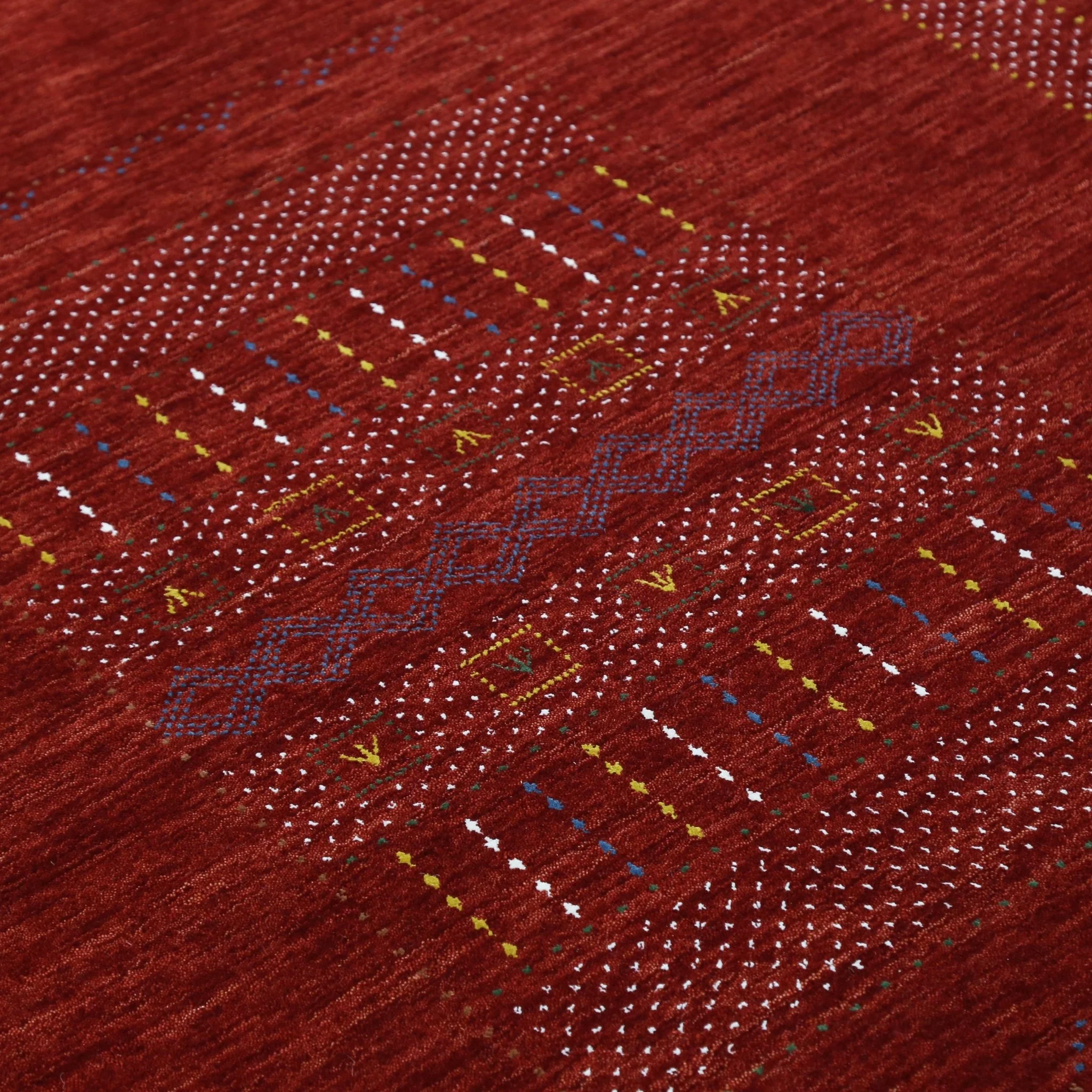 Red Center Pattern Hand Loomed Wool Area Rug - Image 10