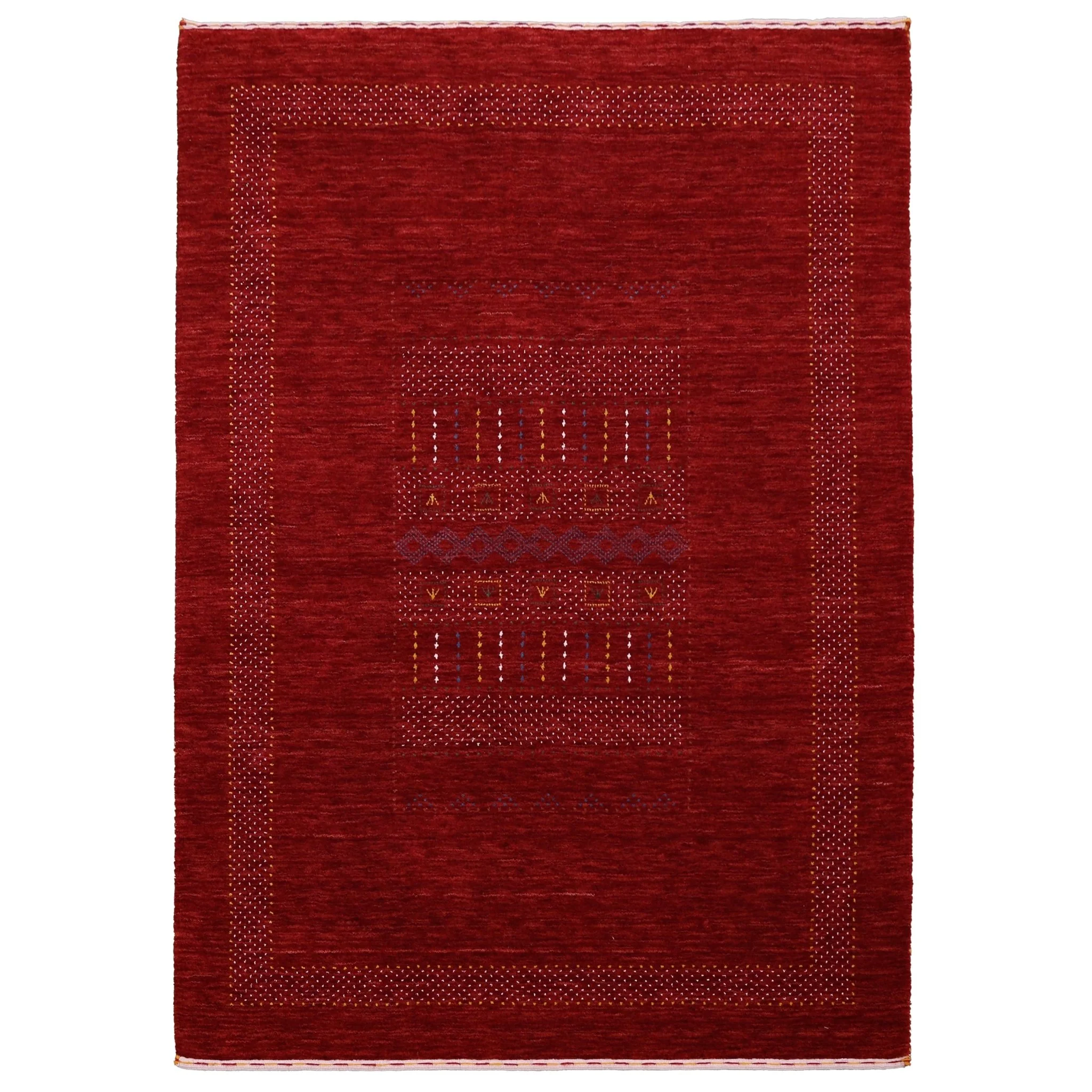 Red Center Pattern Hand Loomed Wool Area Rug - Image 12