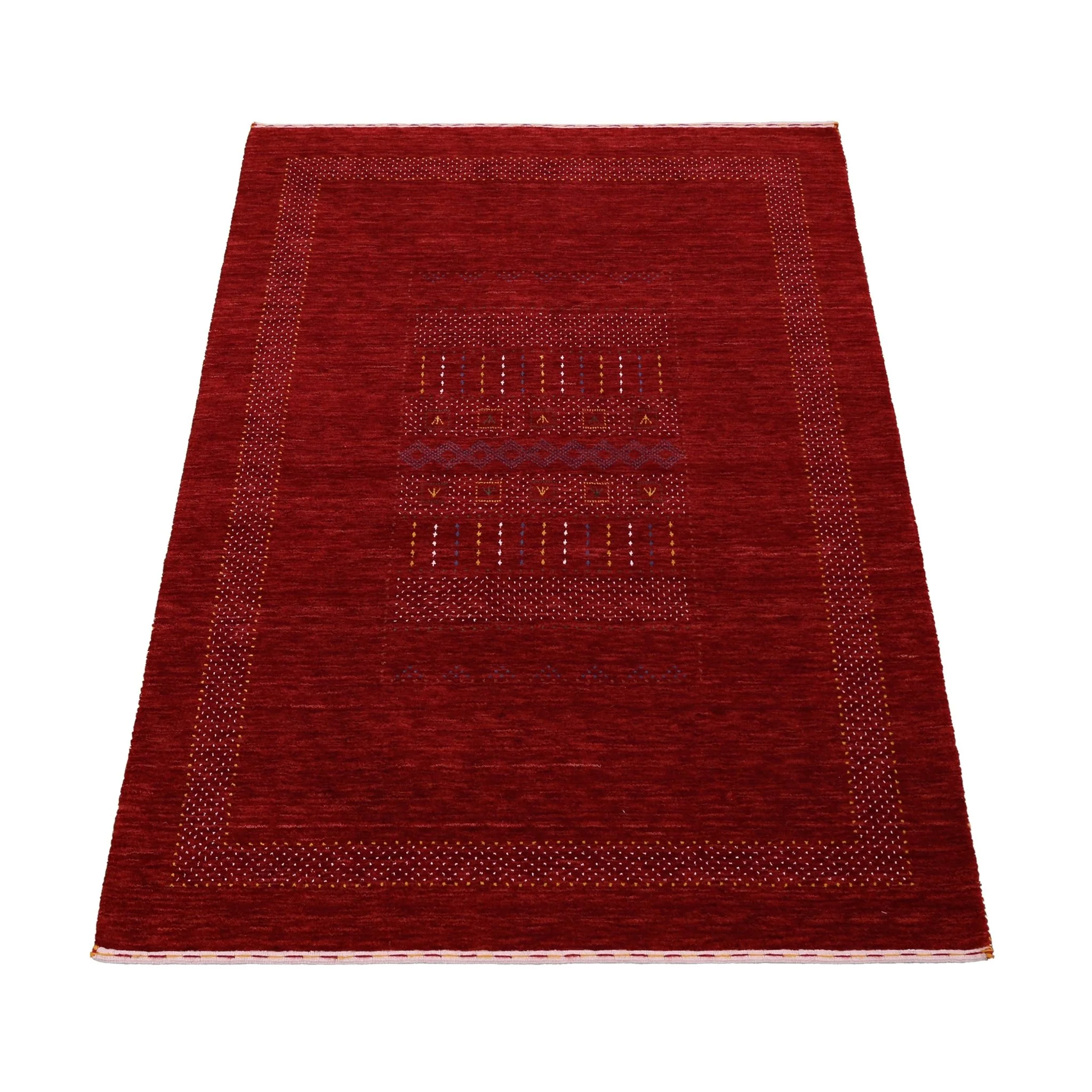 Red Center Pattern Hand Loomed Wool Area Rug - Image 13