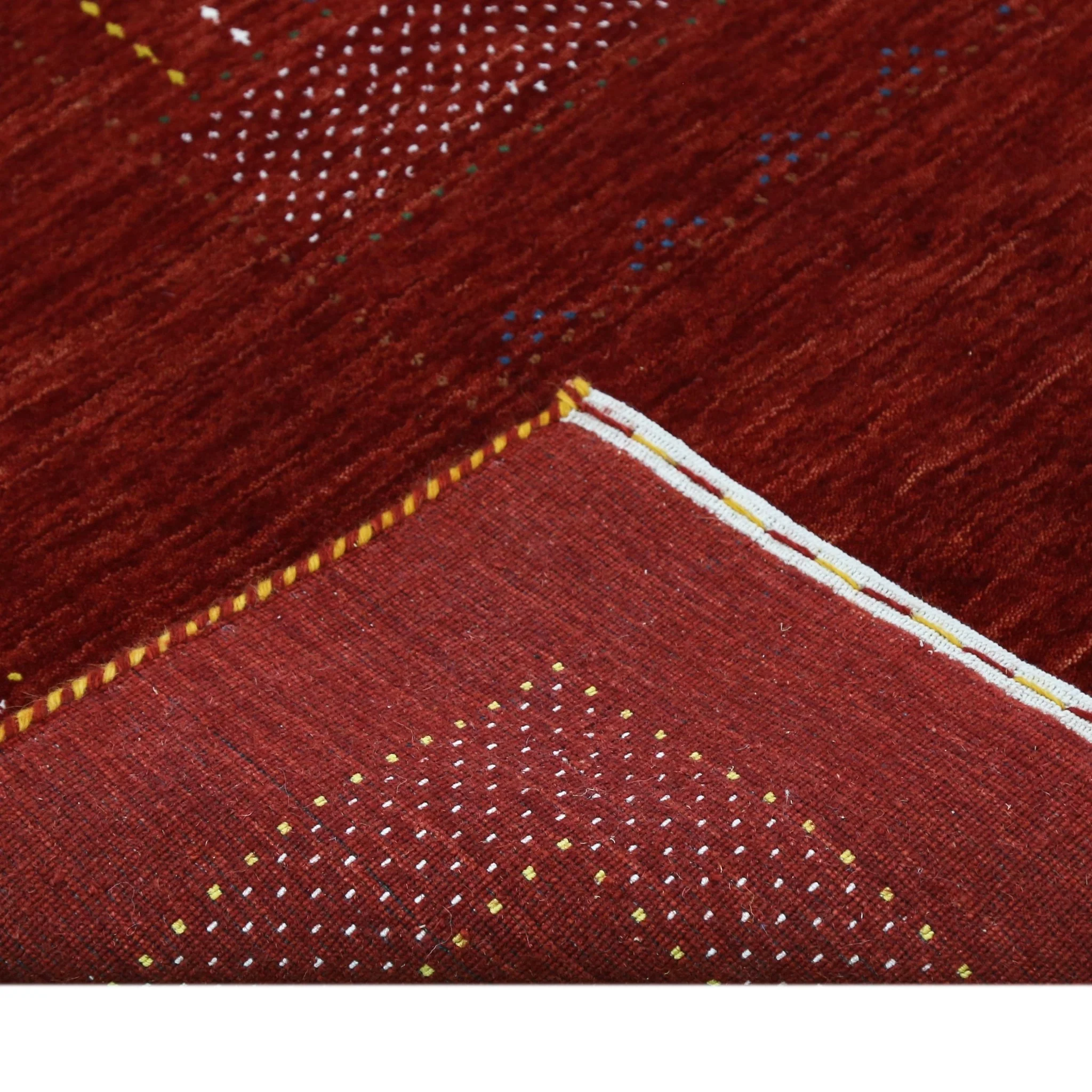 Red Center Pattern Hand Loomed Wool Area Rug - Image 6