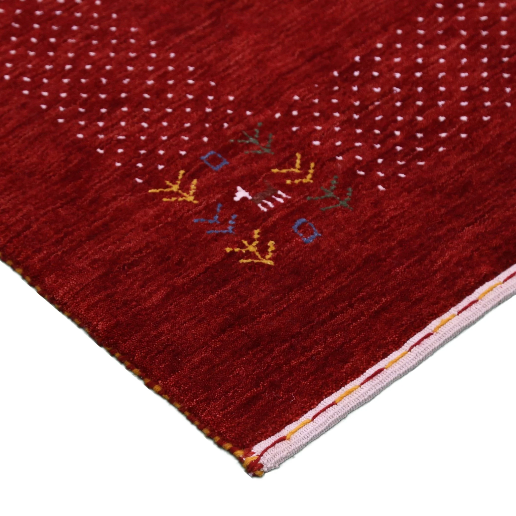 Red Contemporary Border Motifs Hand Loomed Wool Area Rug - Image 10