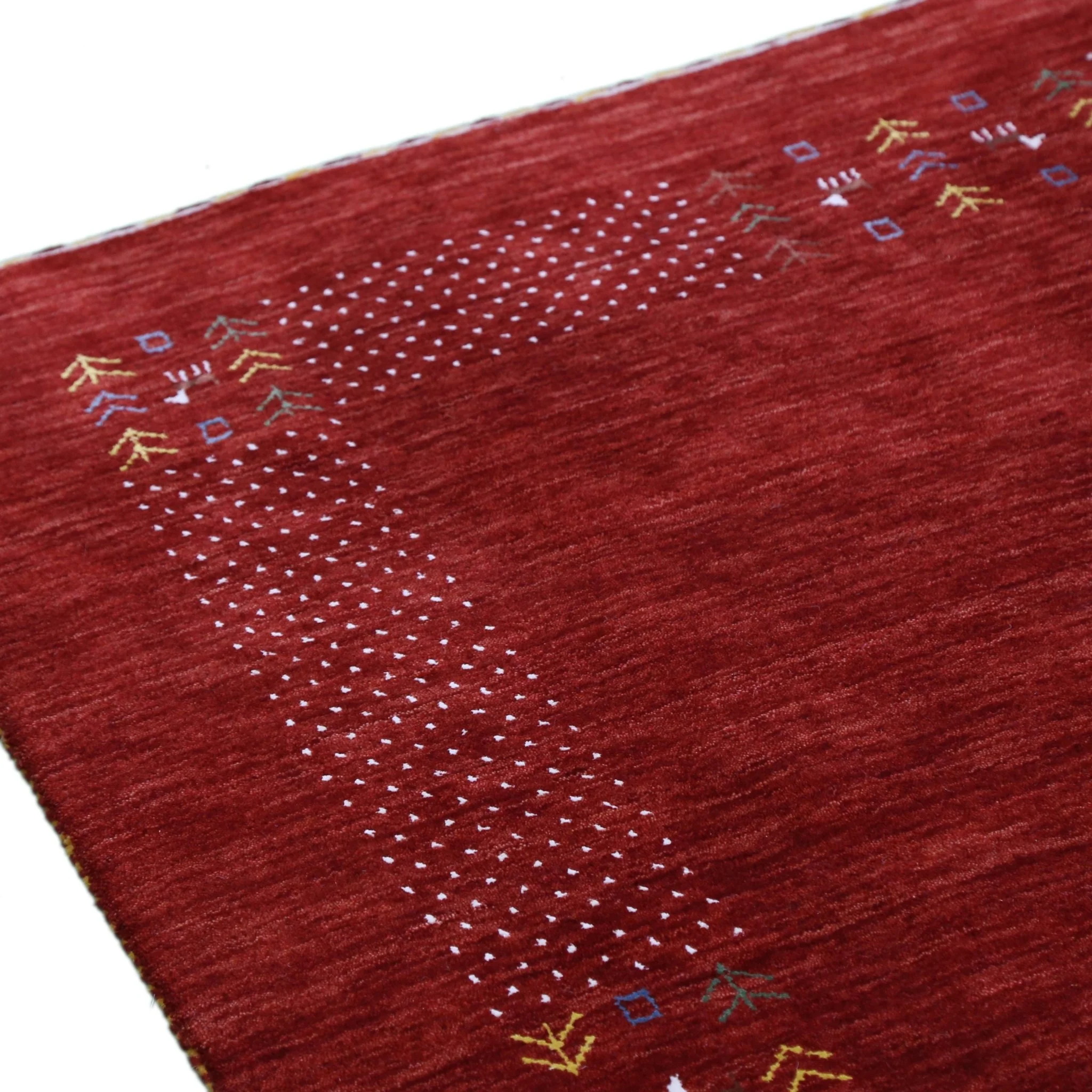 Red Contemporary Border Motifs Hand Loomed Wool Area Rug - Image 5