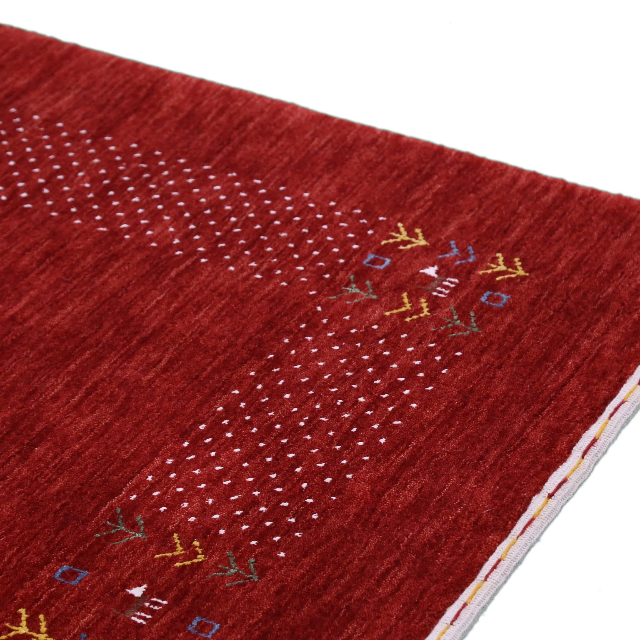 Red Contemporary Border Motifs Hand Loomed Wool Area Rug - Image 6