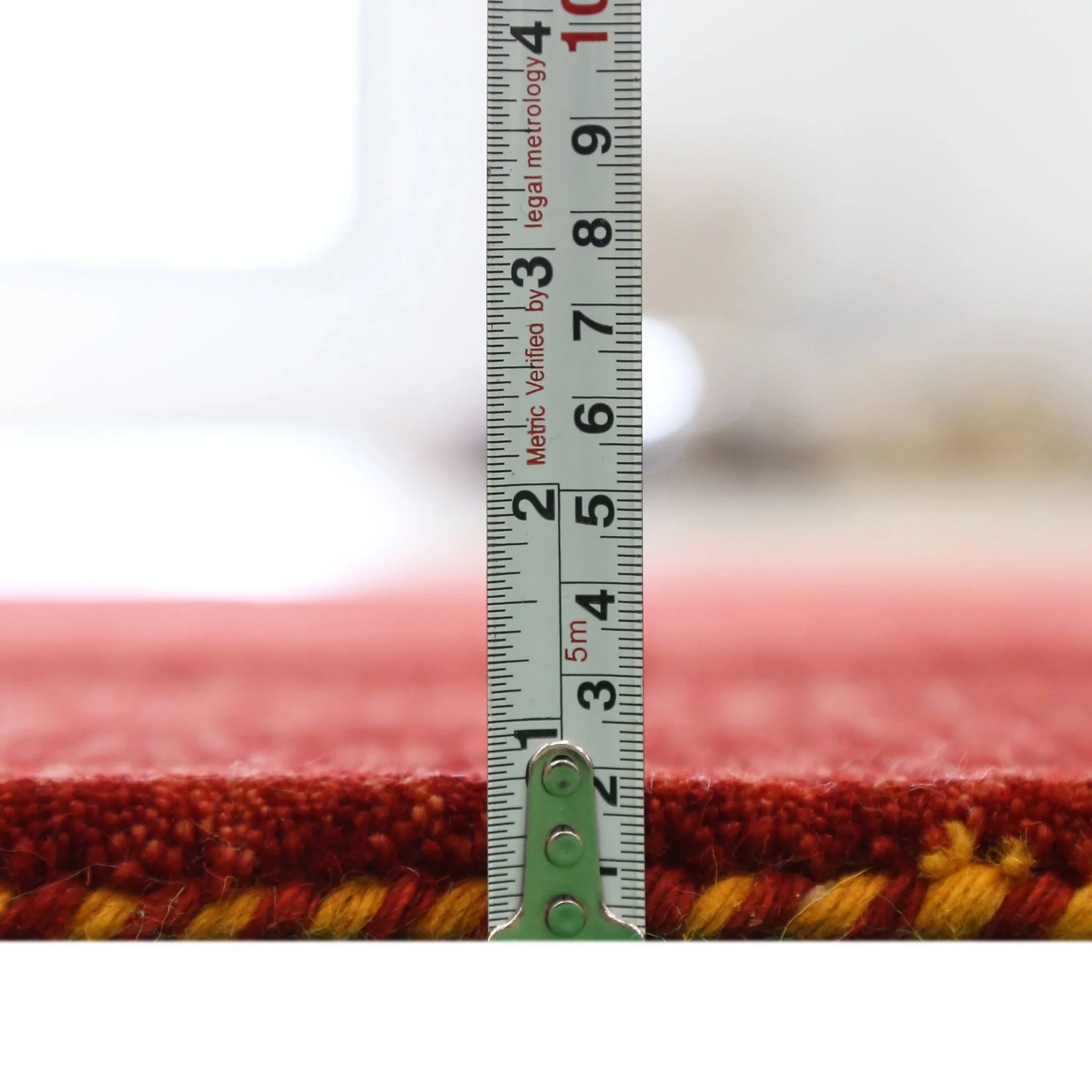 Red Contemporary Border Motifs Hand Loomed Wool Area Rug - Image 8