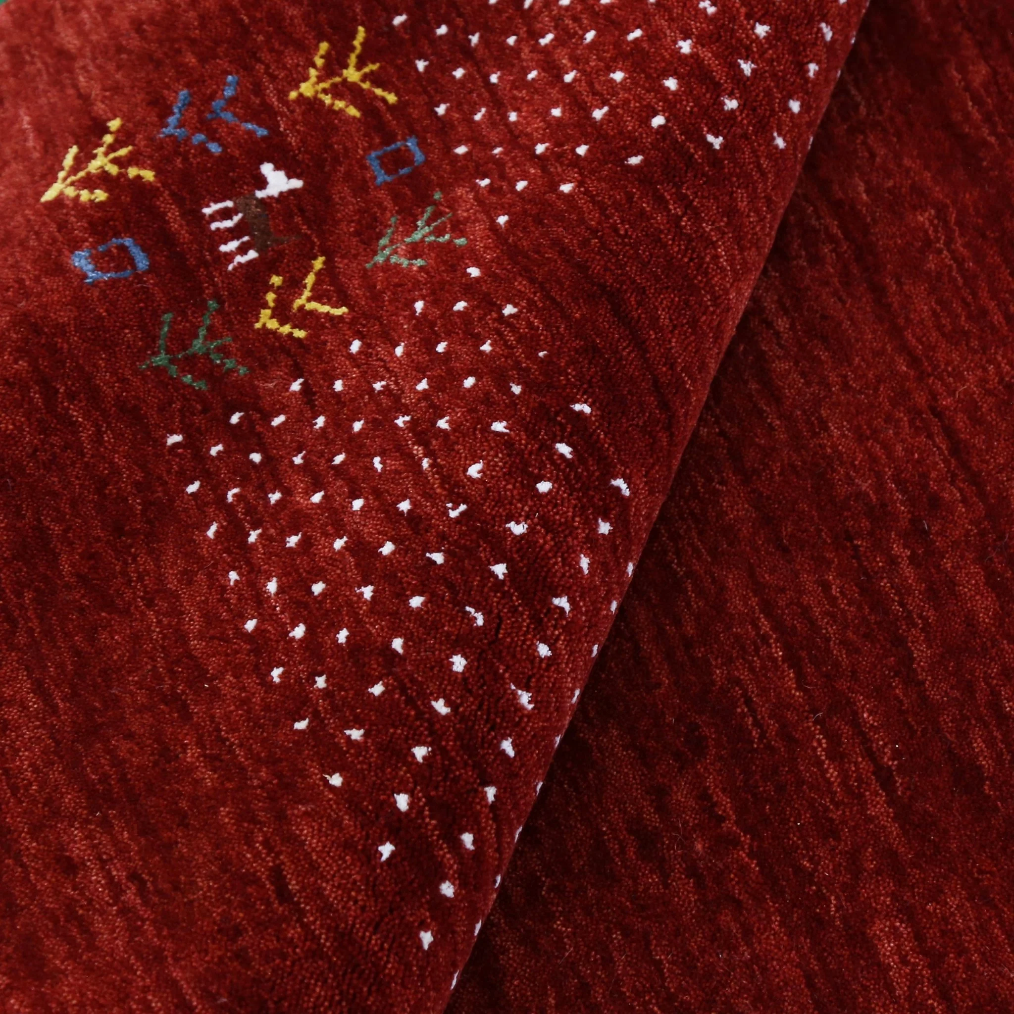 Red Contemporary Border Motifs Hand Loomed Wool Area Rug - Image 9