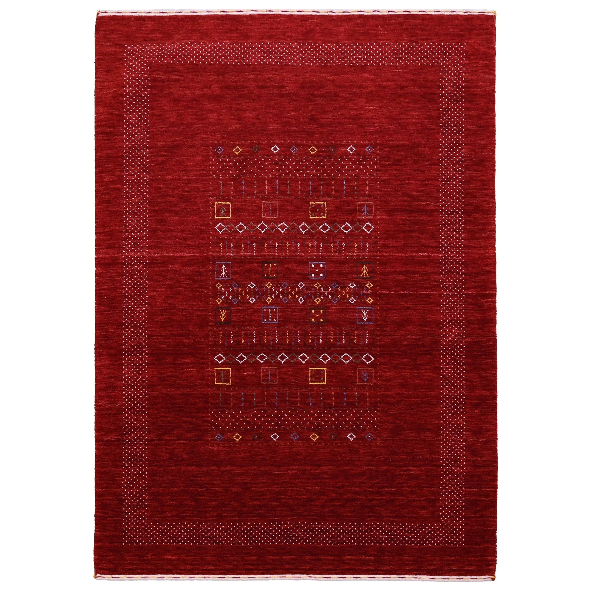 Red Contemporary Center Design Hand Loomed Wool Area Rug - Image 12