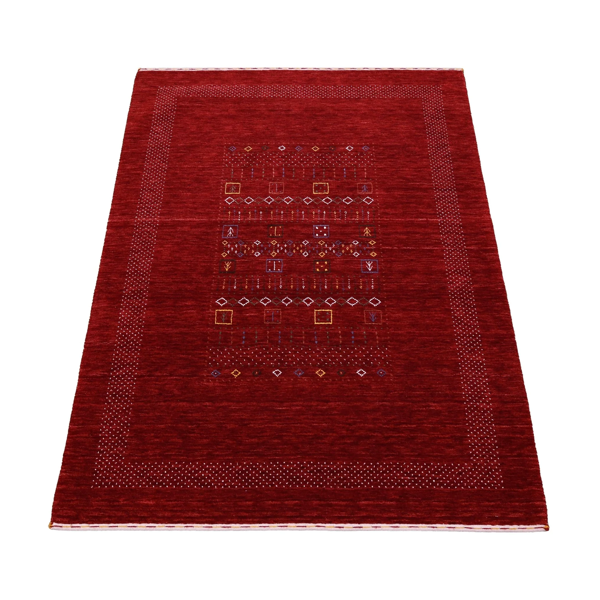 Red Contemporary Center Design Hand Loomed Wool Area Rug - Image 14