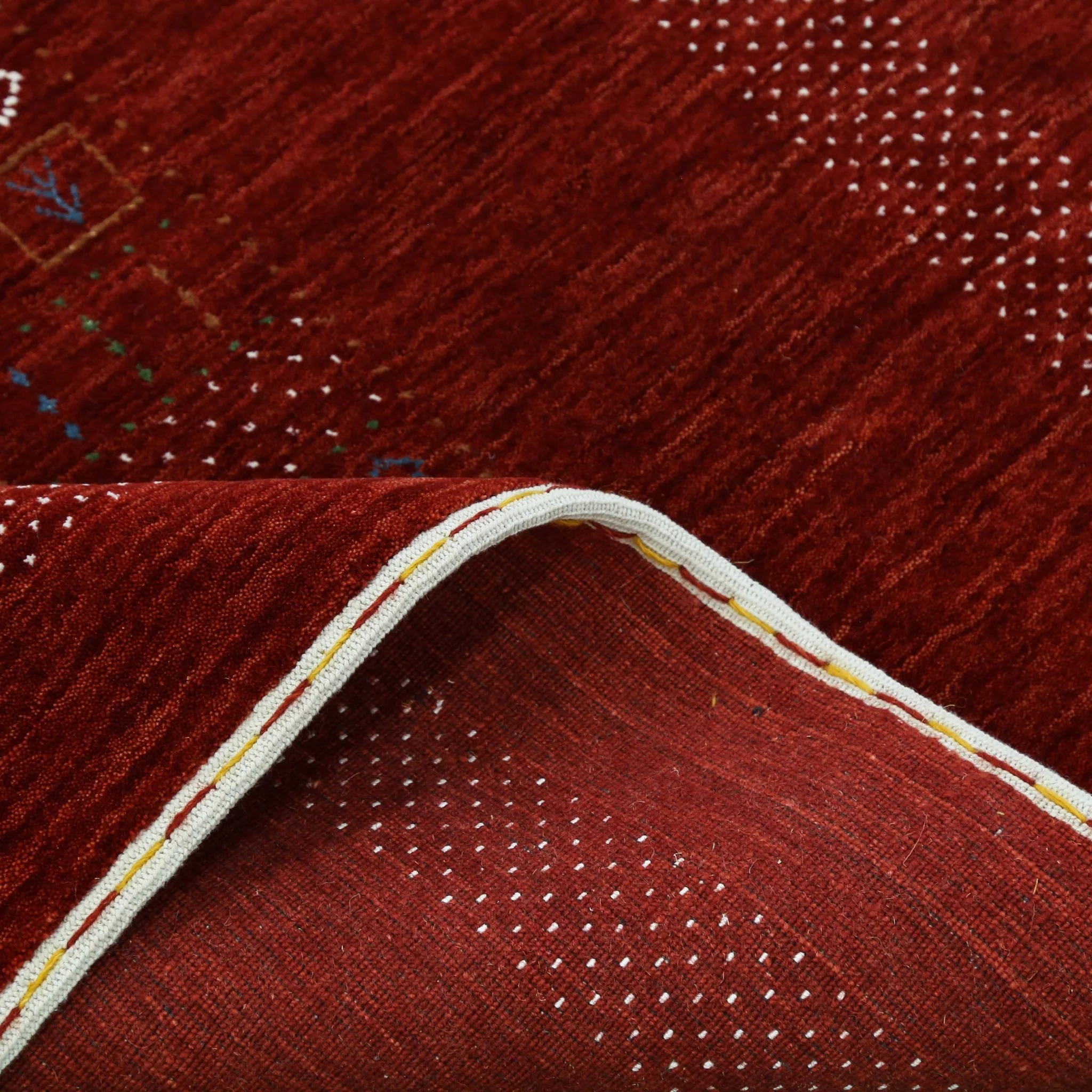Red Contemporary Center Design Hand Loomed Wool Area Rug - Image 4