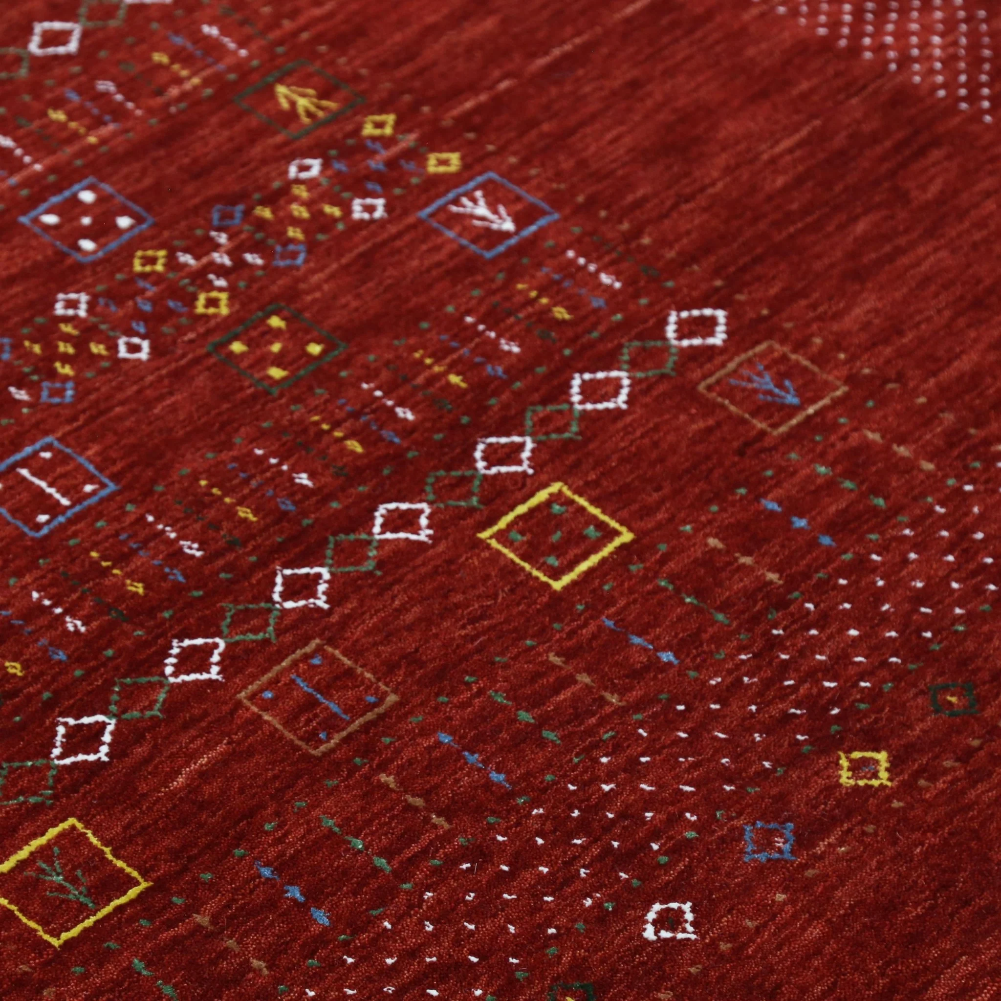 Red Contemporary Center Design Hand Loomed Wool Area Rug - Image 7