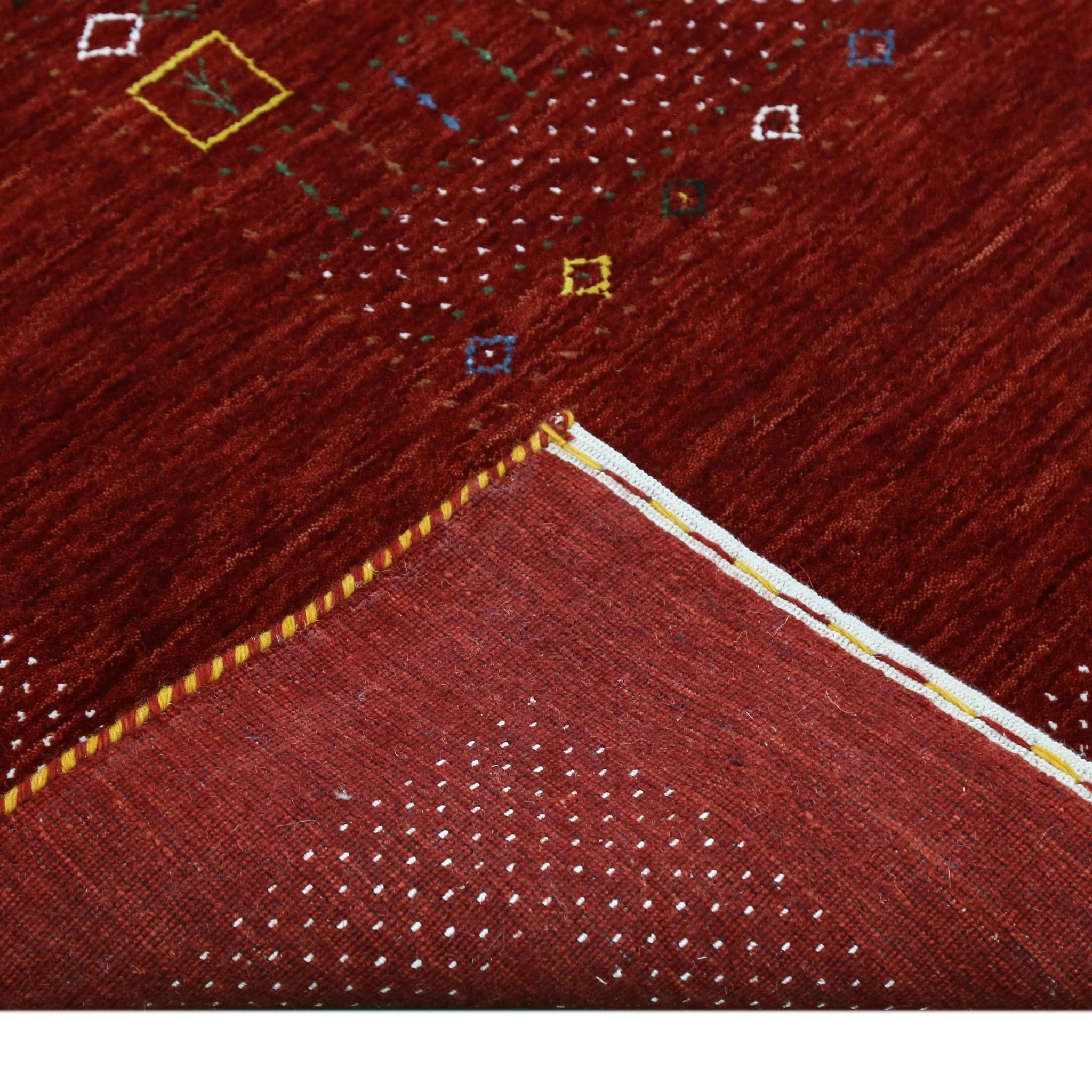 Red Contemporary Center Design Hand Loomed Wool Area Rug - Image 8