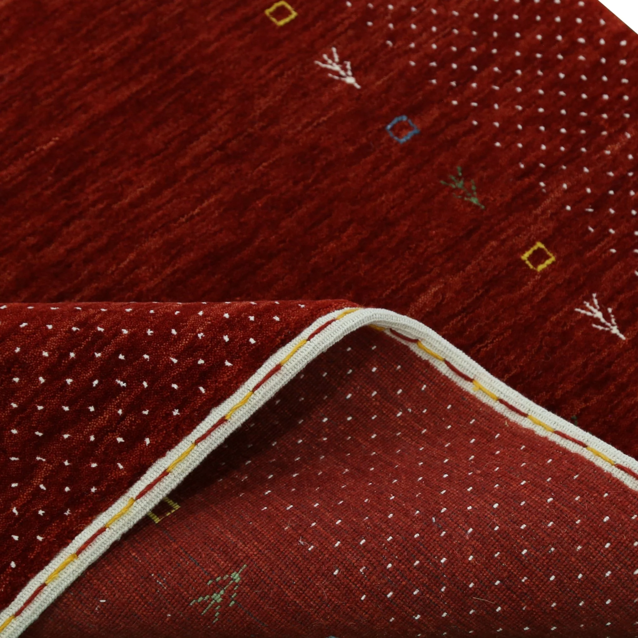 Red Gabbeh Border Design Hand Loomed Wool Area Rug - Image 6
