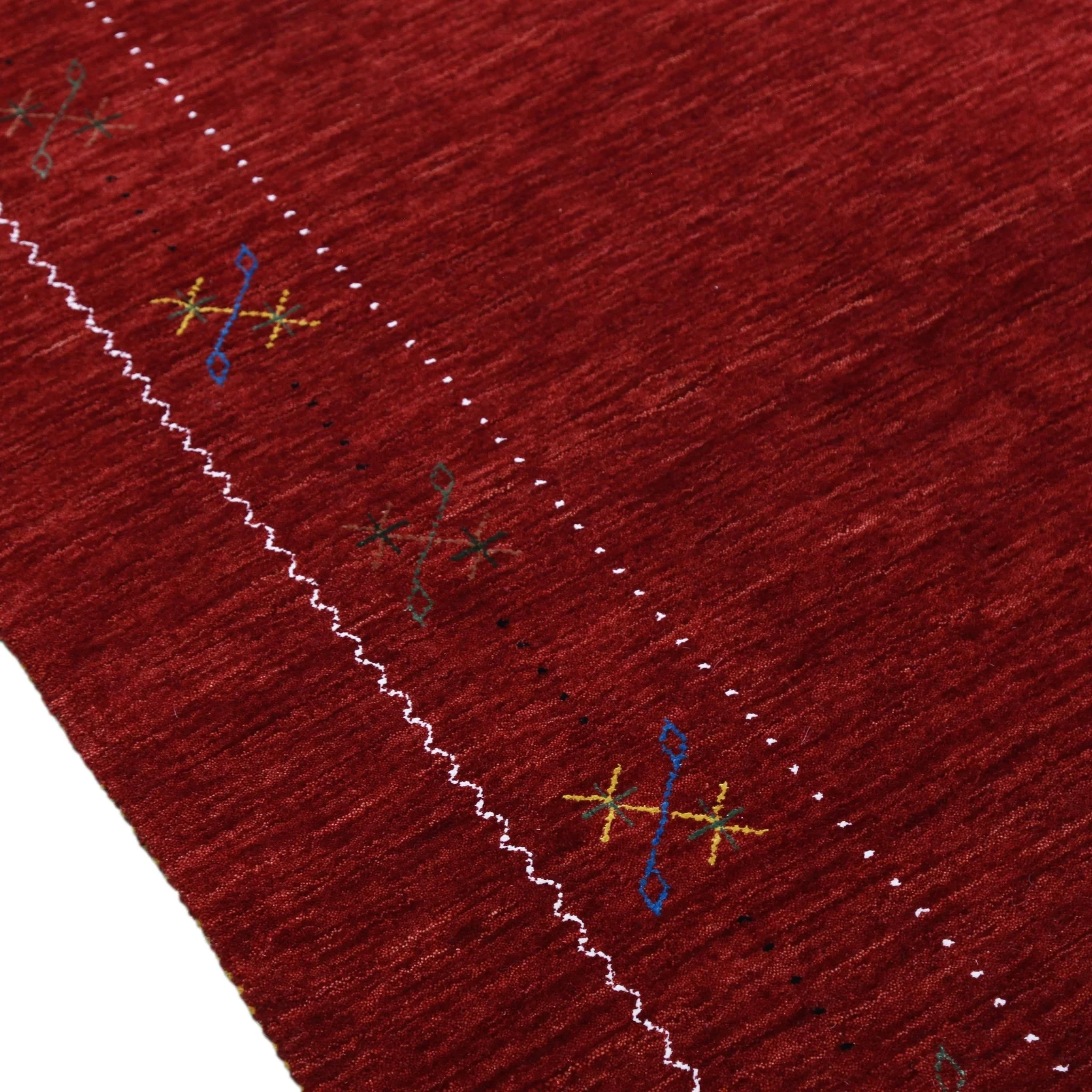 Red Gabbeh Border Design Hand Loomed Wool Area Rug - Image 10