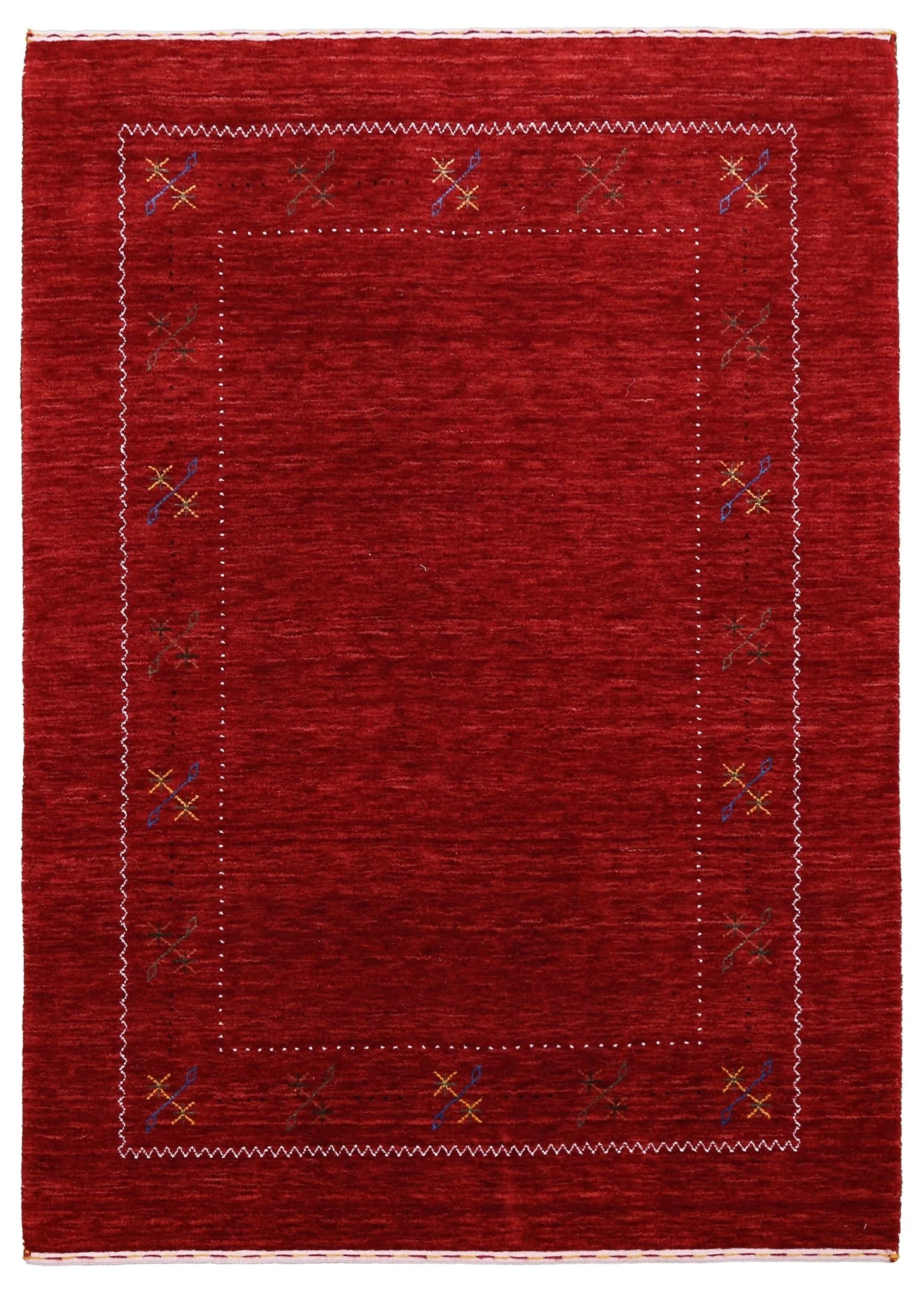 Red Gabbeh Border Design Hand Loomed Wool Area Rug - Image 12
