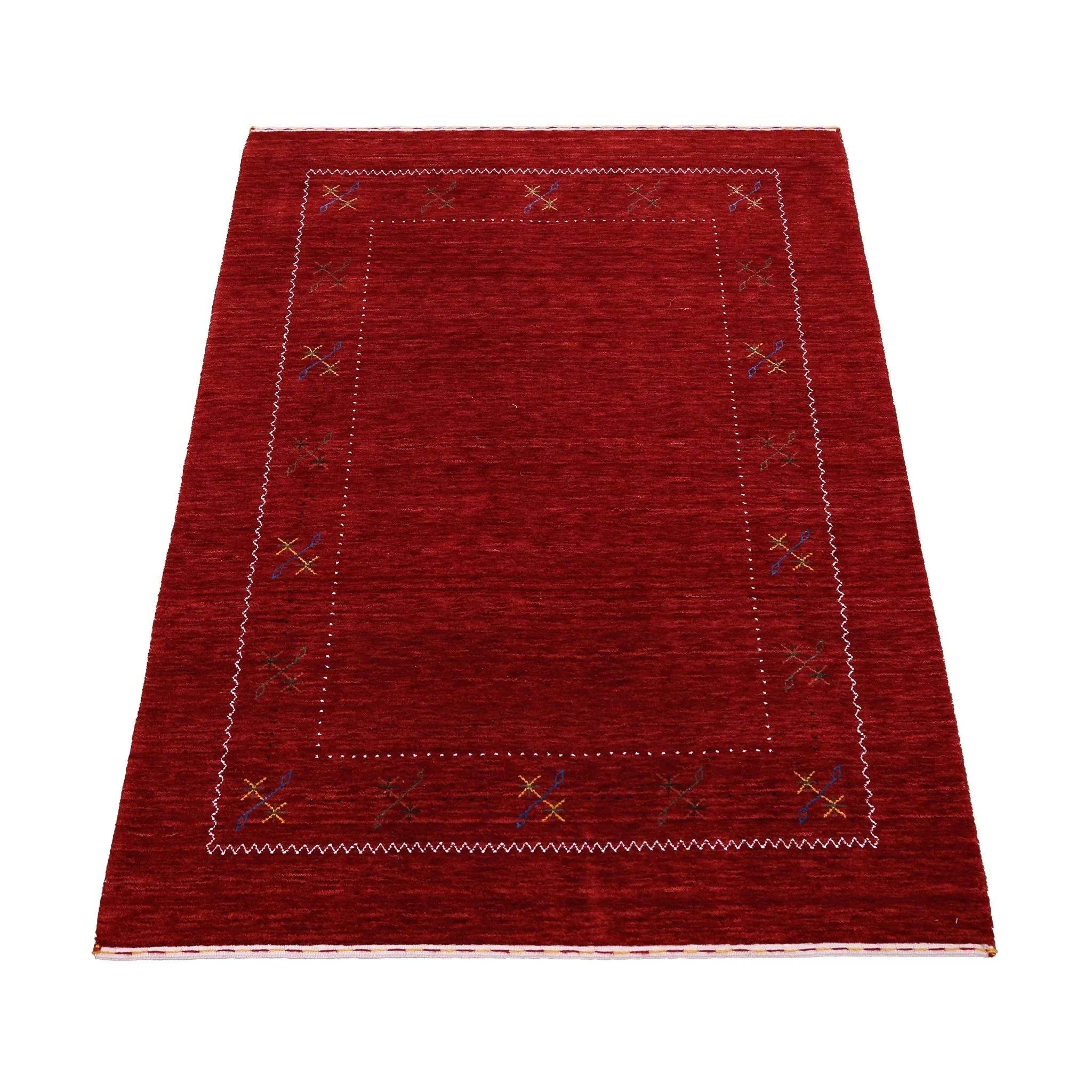 Red Gabbeh Border Design Hand Loomed Wool Area Rug - Image 14