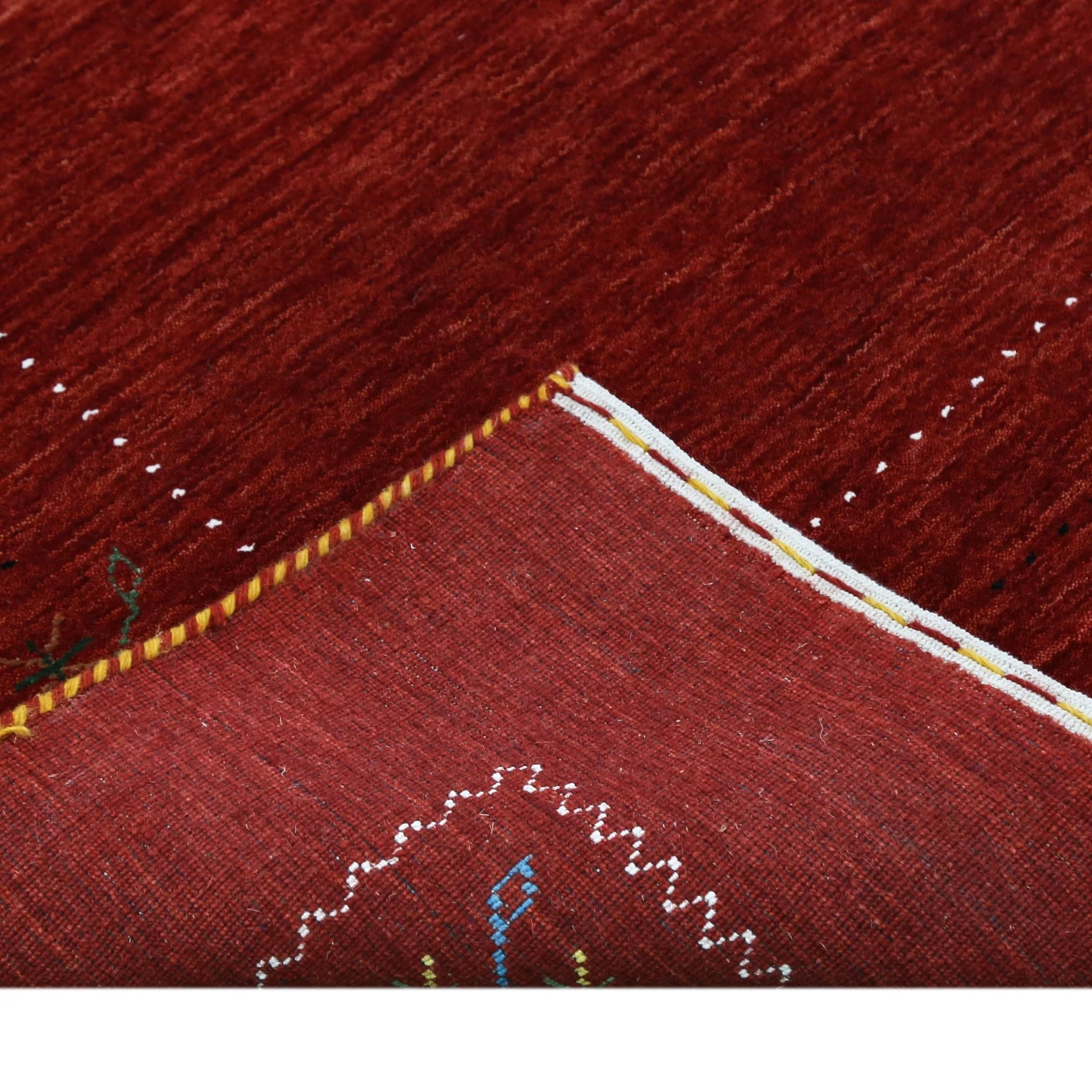 Red Gabbeh Border Design Hand Loomed Wool Area Rug - Image 4