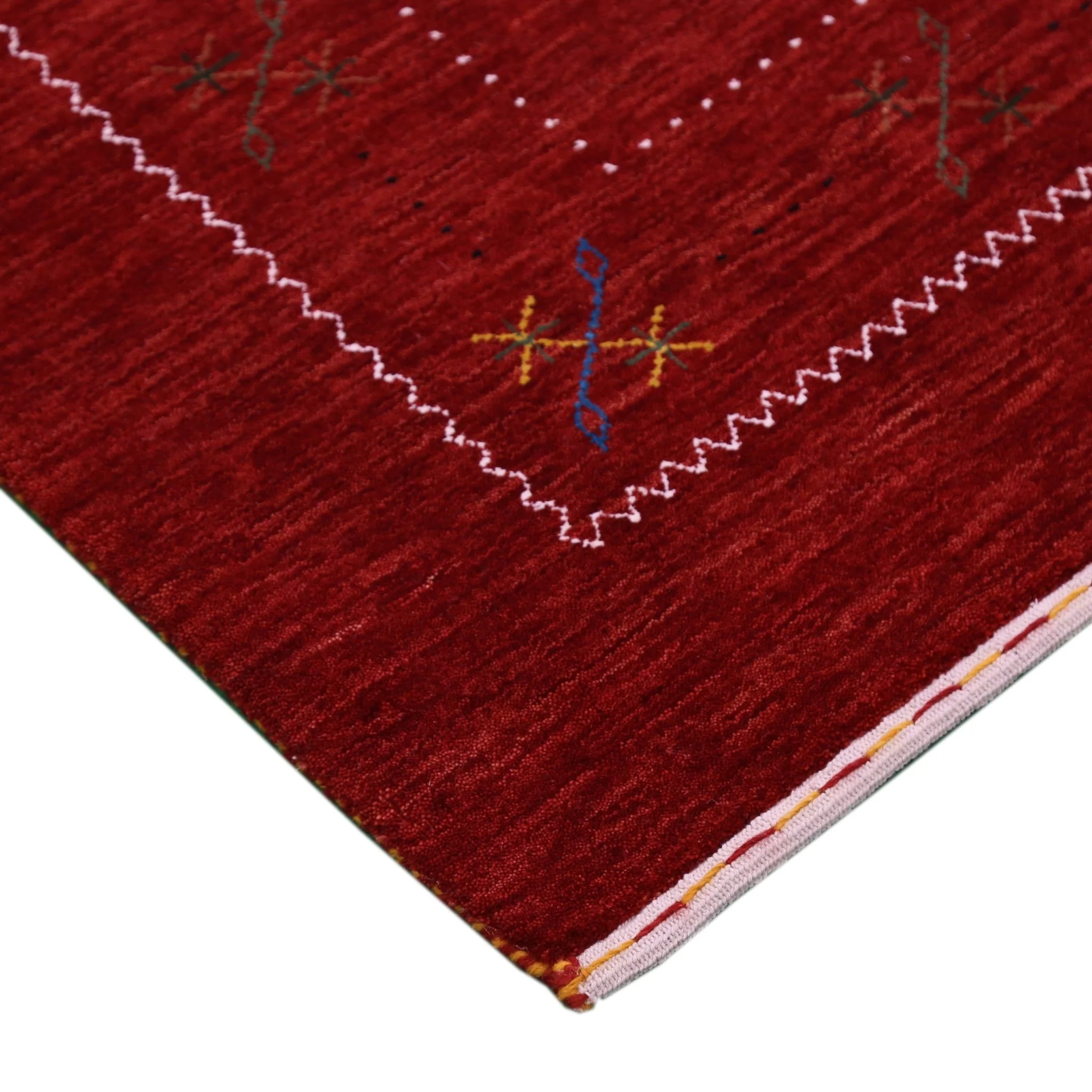 Red Gabbeh Border Design Hand Loomed Wool Area Rug - Image 6