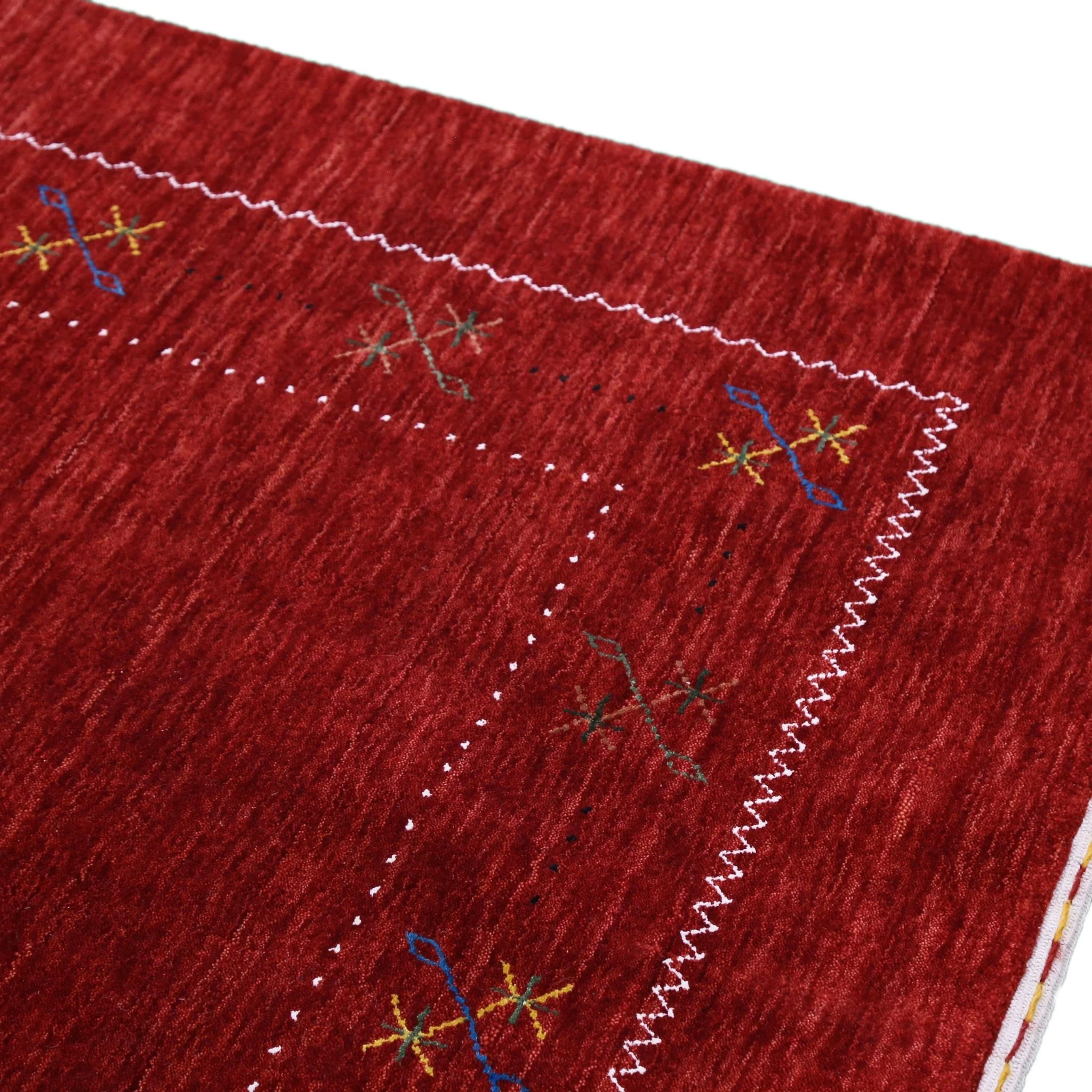 Red Gabbeh Border Design Hand Loomed Wool Area Rug - Image 8