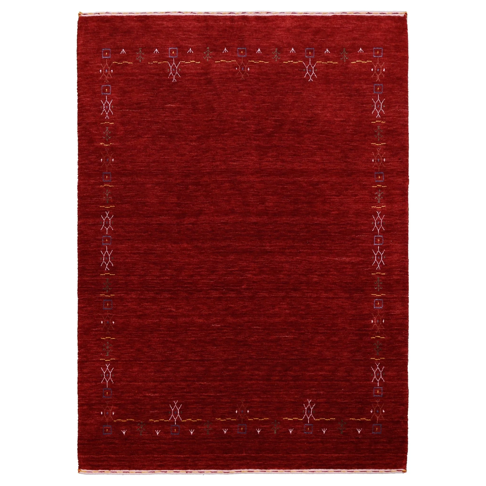Red Tribal Border Design Hand Loomed Wool Area Rug - Image 12