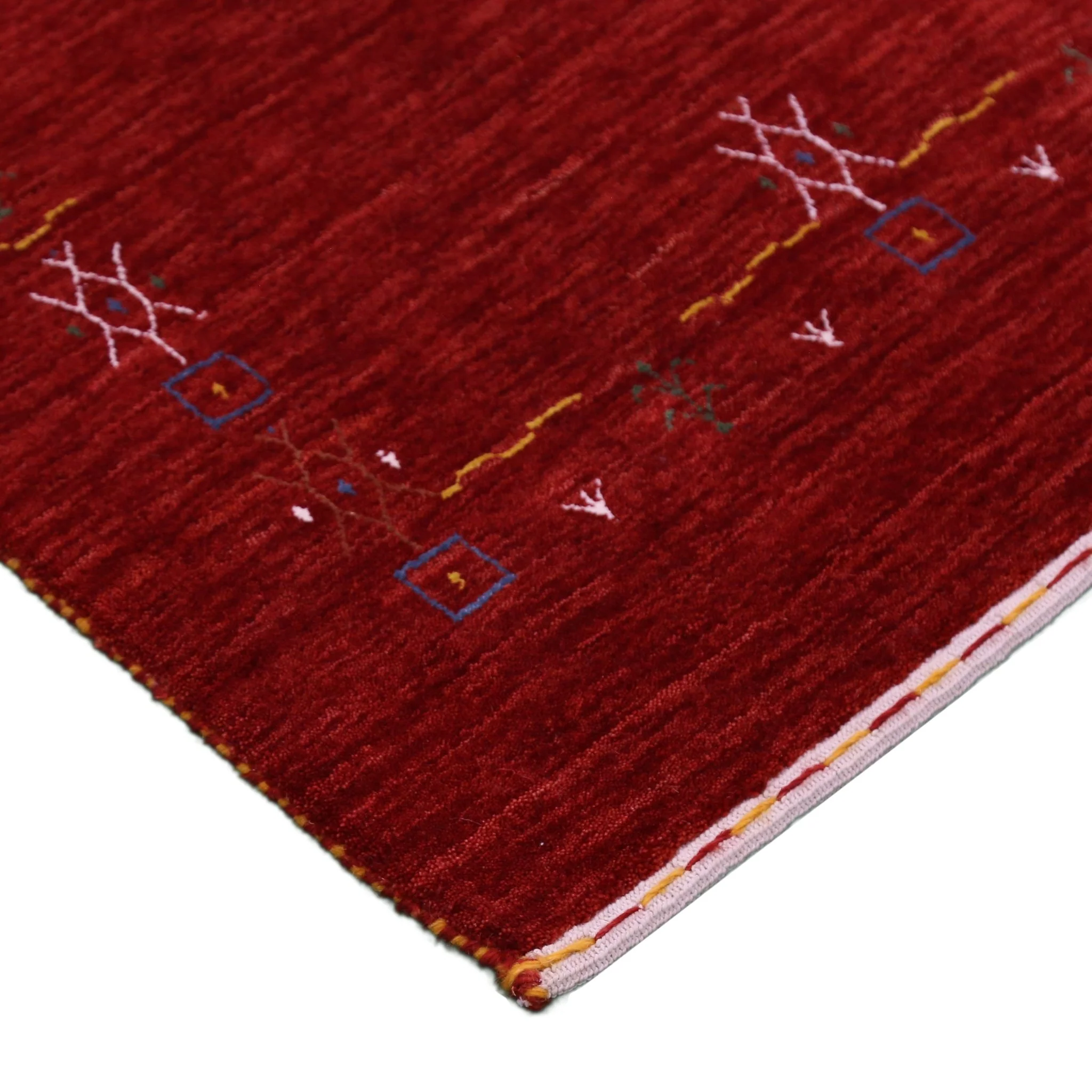 Red Tribal Border Design Hand Loomed Wool Area Rug - Image 6
