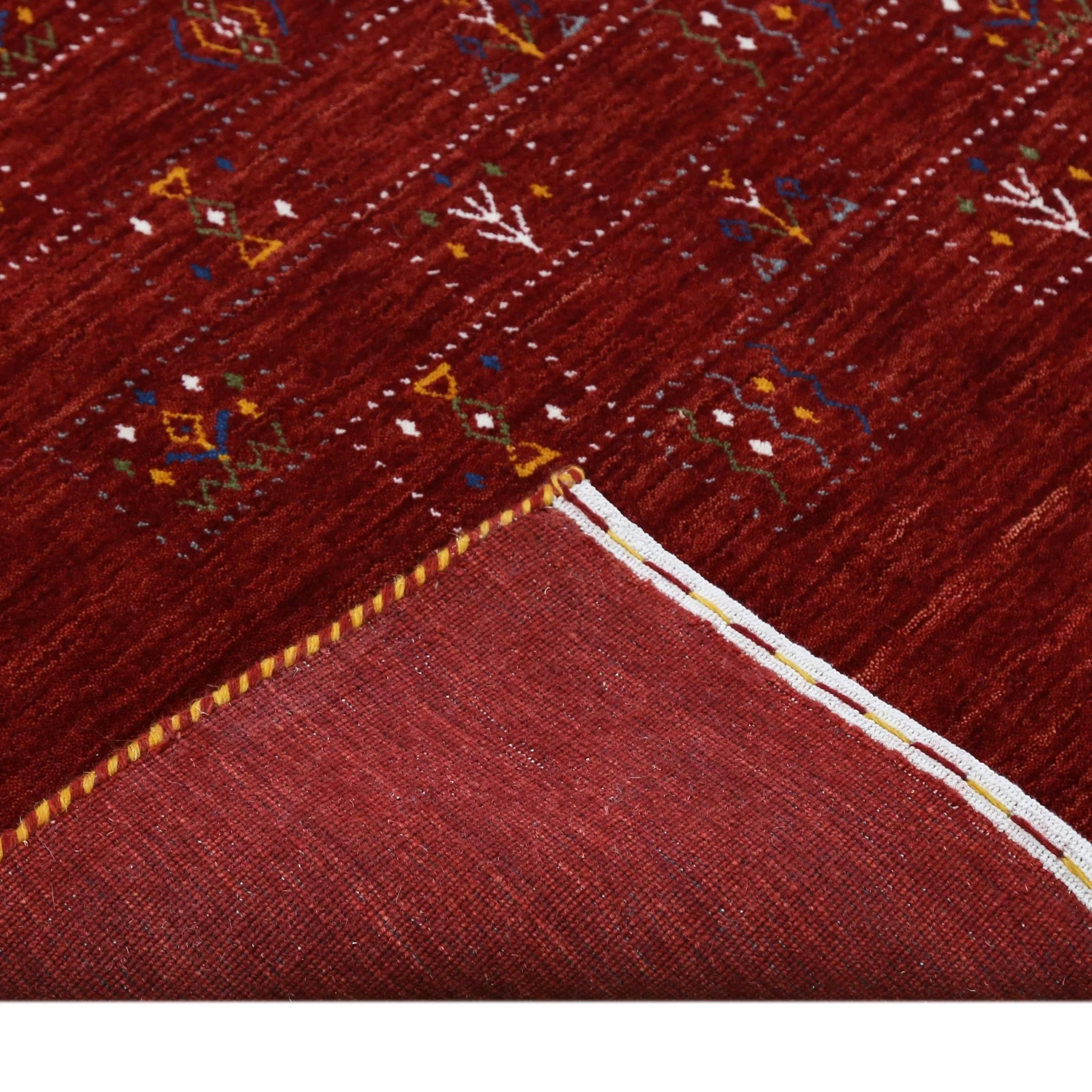 Red Tribal Geometrical Design Wool Area Rug - Image 10