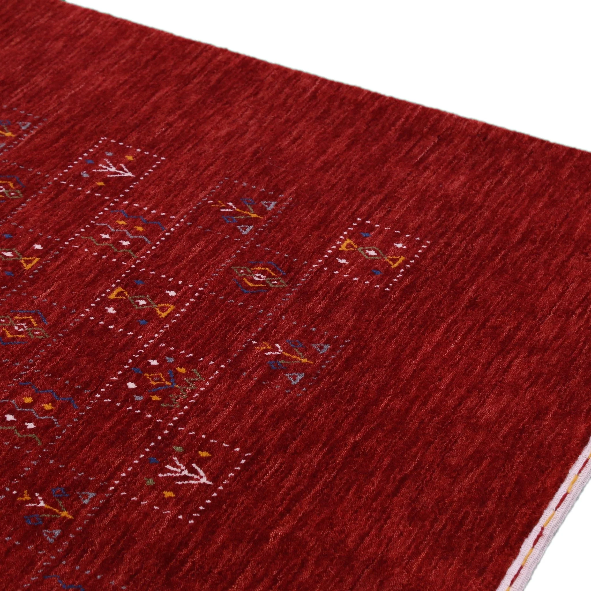 Red Tribal Geometrical Design Wool Area Rug - Image 4