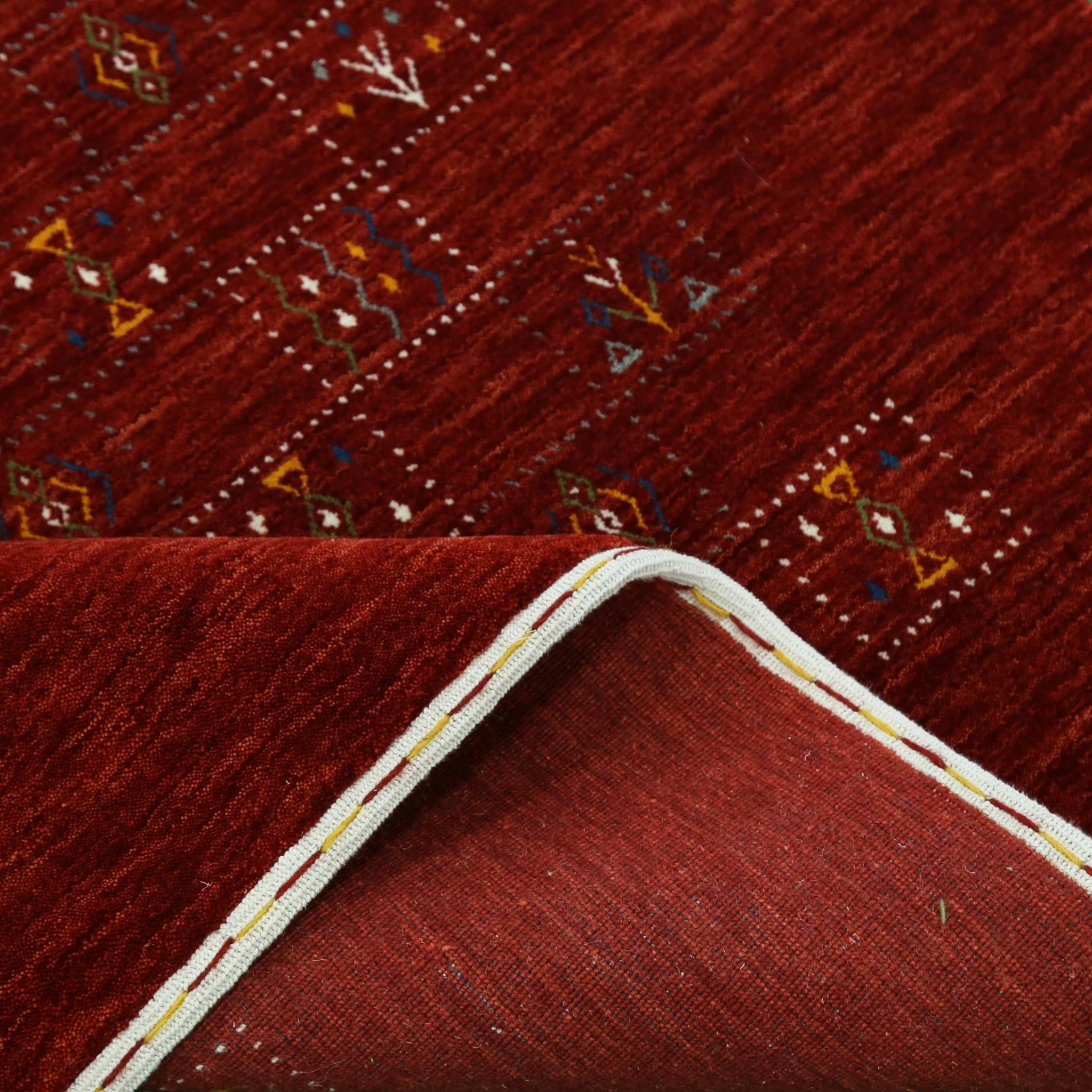 Red Tribal Geometrical Design Wool Area Rug - Image 5