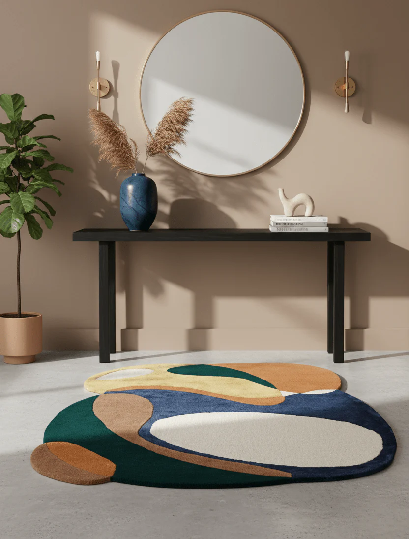 Riverstone Pattern Multicolor Hand Tufted 5x8 Wool Rug - Image 2