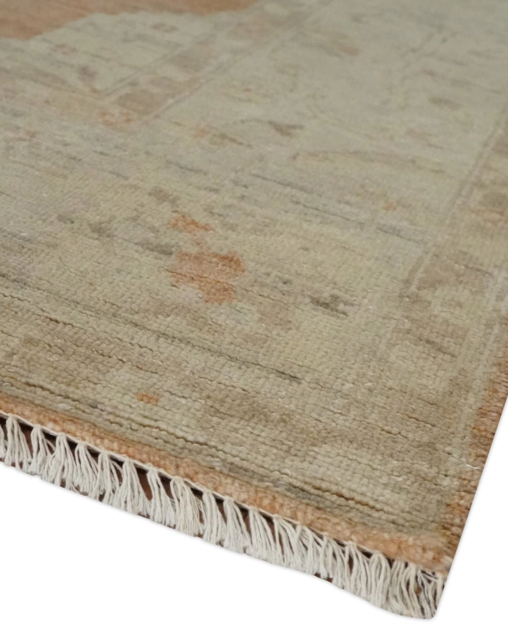 Rust and Beige Hand knotted Oriental Oushak 8x10 wool Area Rug - Image 5