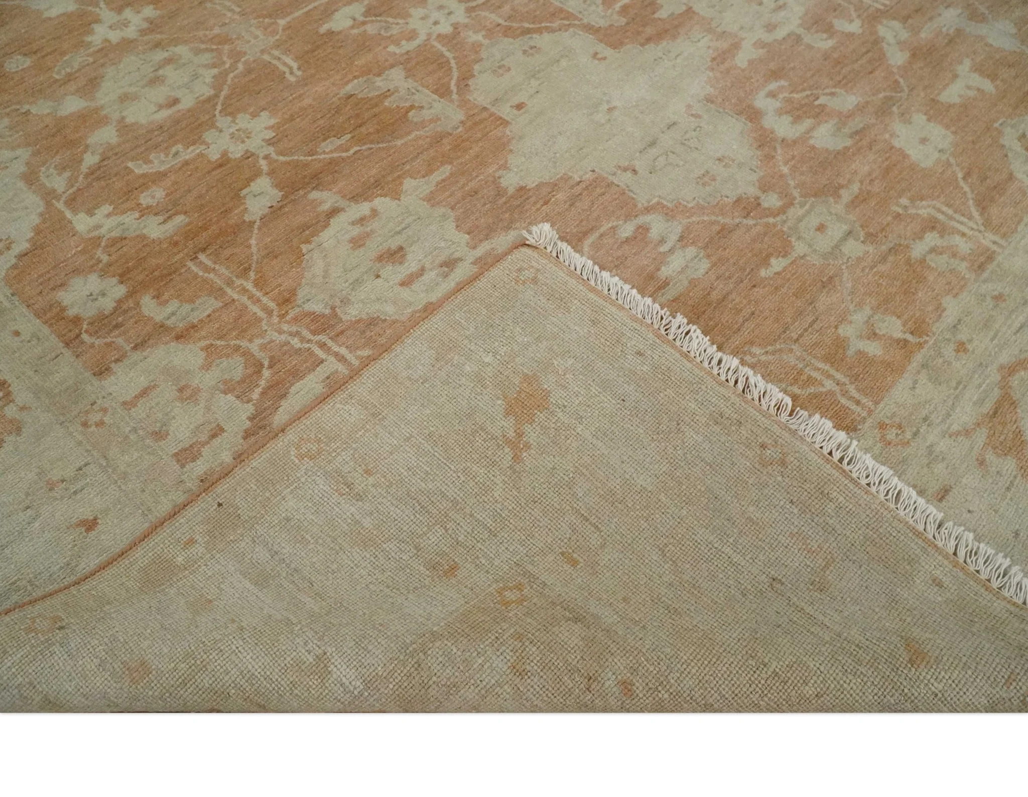 Rust and Beige Hand knotted Oriental Oushak 8x10 wool Area Rug - Image 7