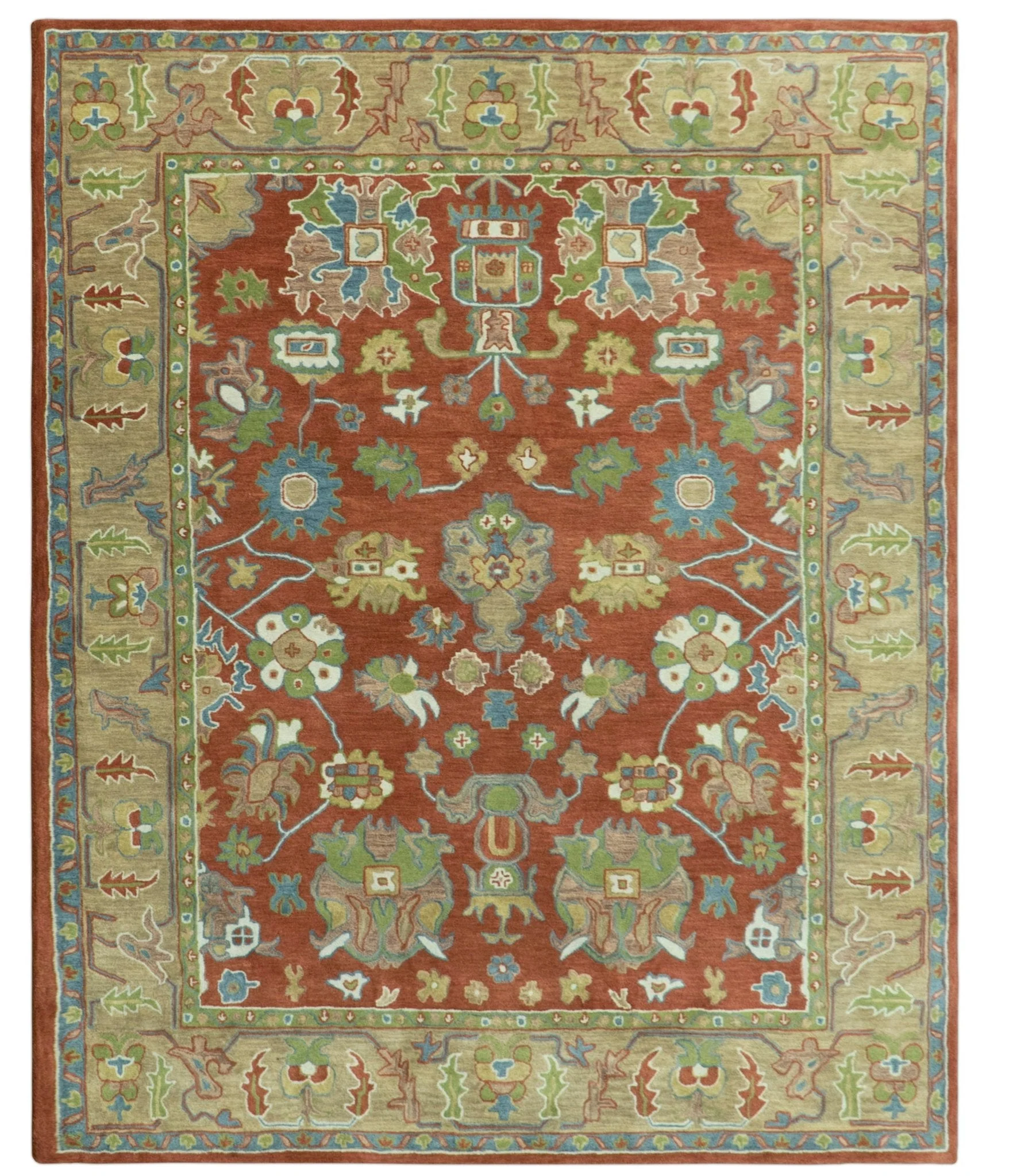 Rust And Beige Traditional Oushak Design Hand Tufted 8x10 Wool Area Rug - Image 10