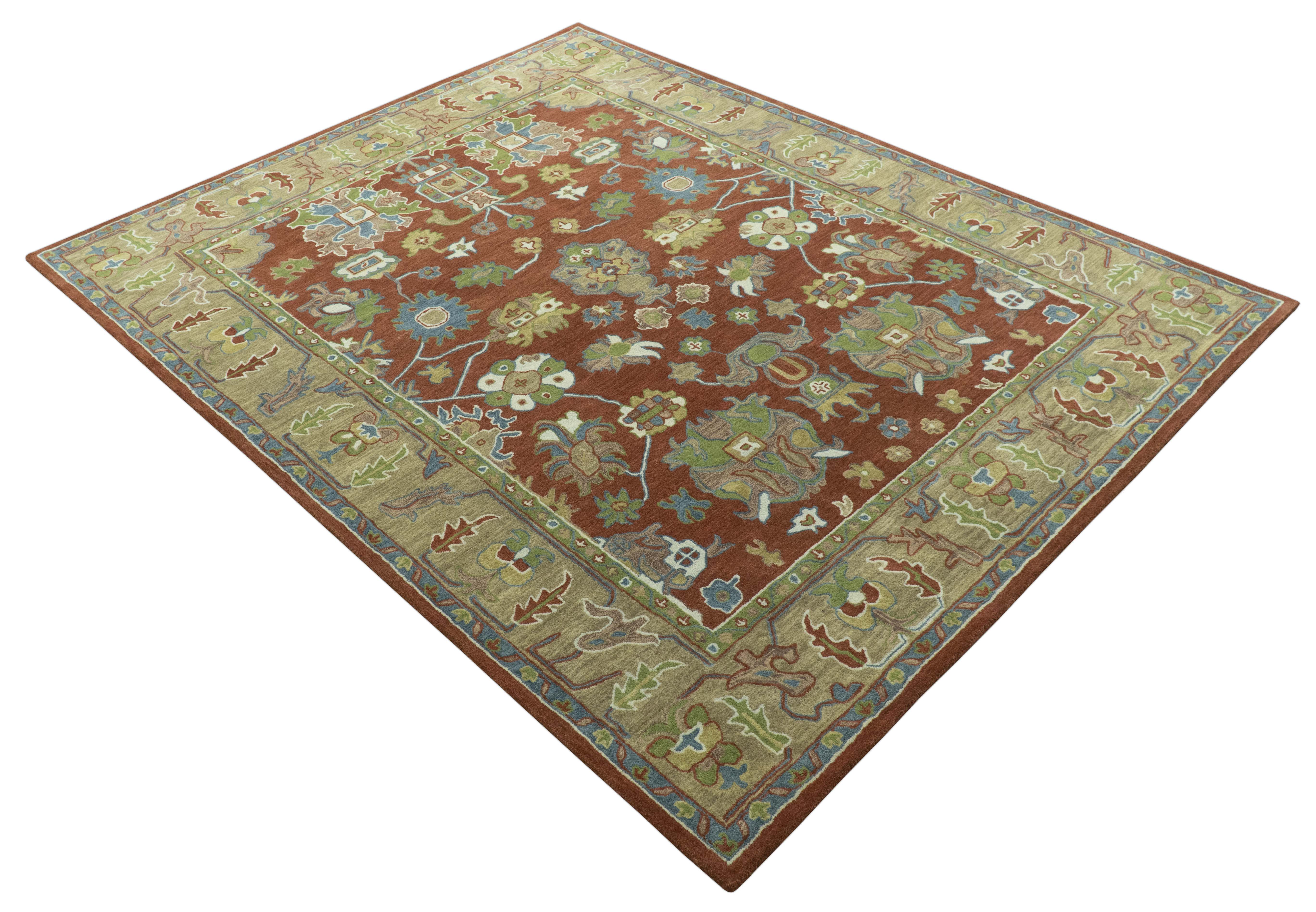 Rust And Beige Traditional Oushak Design Hand Tufted 8x10 Wool Area Rug - Image 11