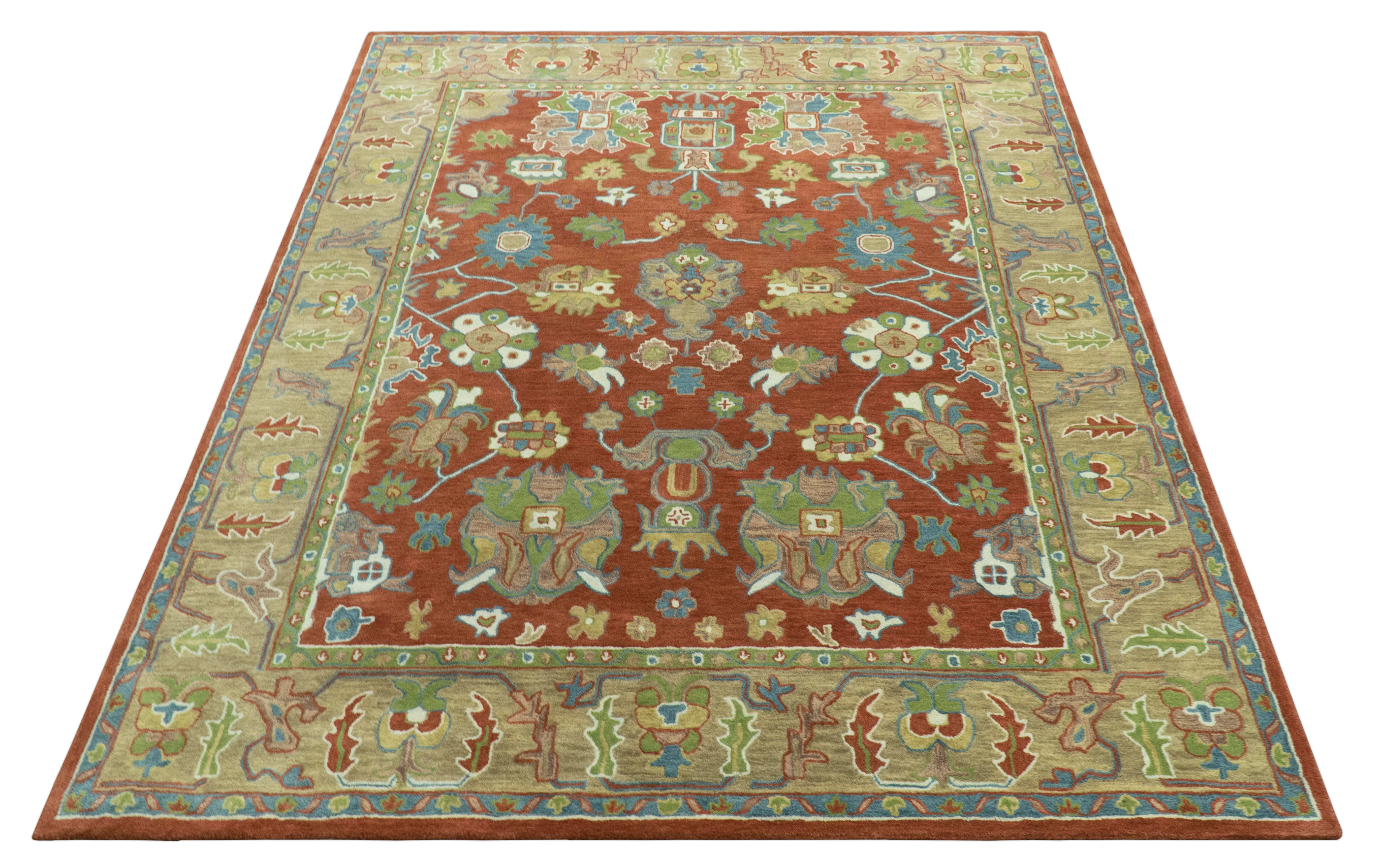Rust And Beige Traditional Oushak Design Hand Tufted 8x10 Wool Area Rug - Image 12