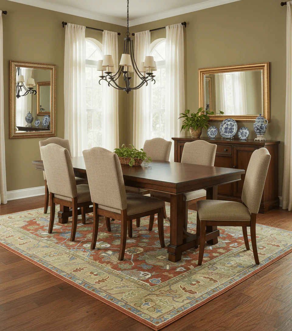 Rust And Beige Traditional Oushak Design Hand Tufted 8x10 Wool Area Rug - Image 2