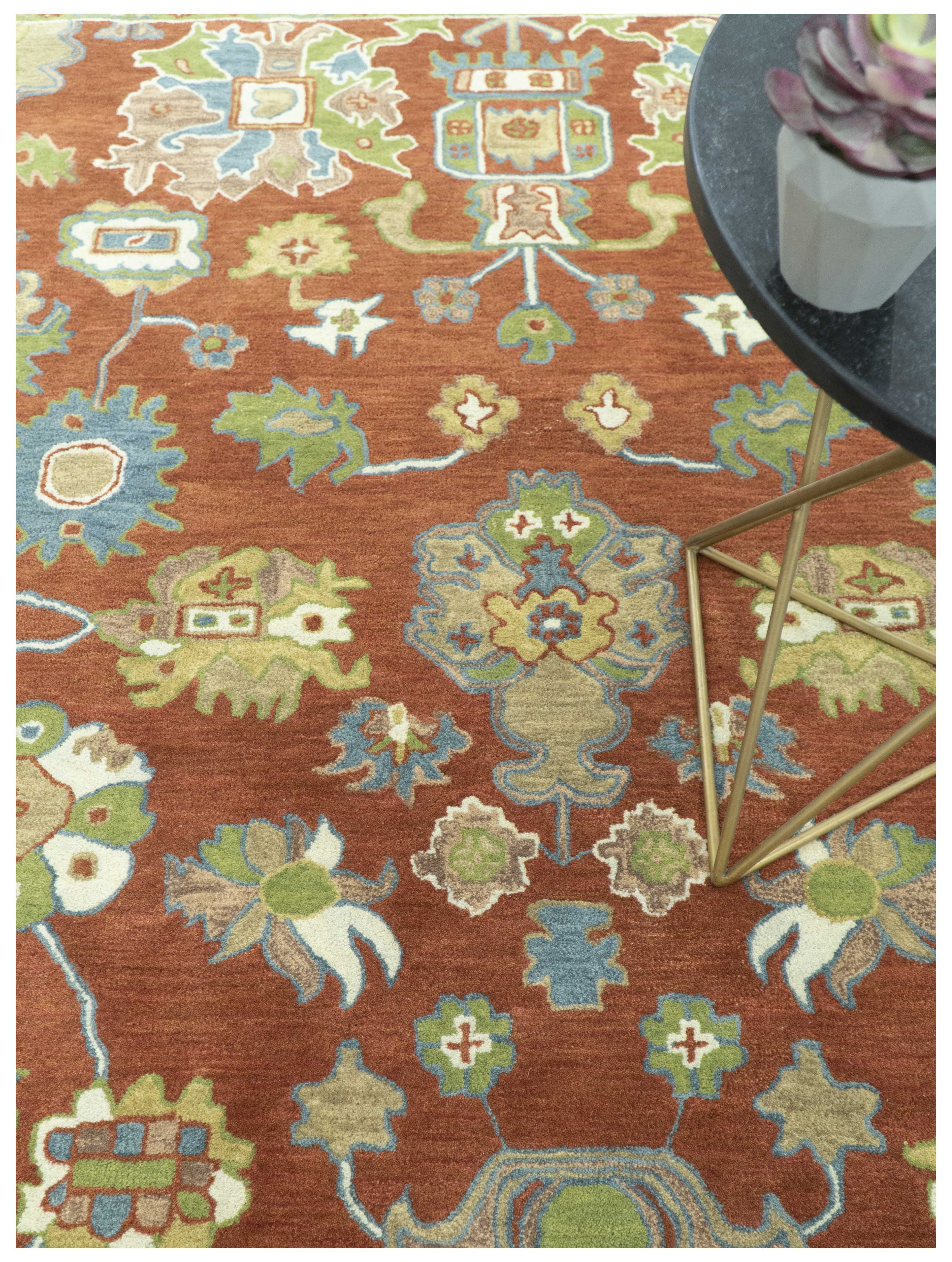 Rust And Beige Traditional Oushak Design Hand Tufted 8x10 Wool Area Rug - Image 3