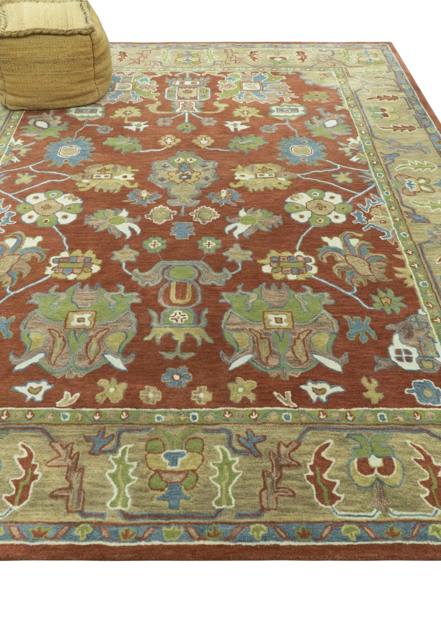 Rust And Beige Traditional Oushak Design Hand Tufted 8x10 Wool Area Rug - Image 4