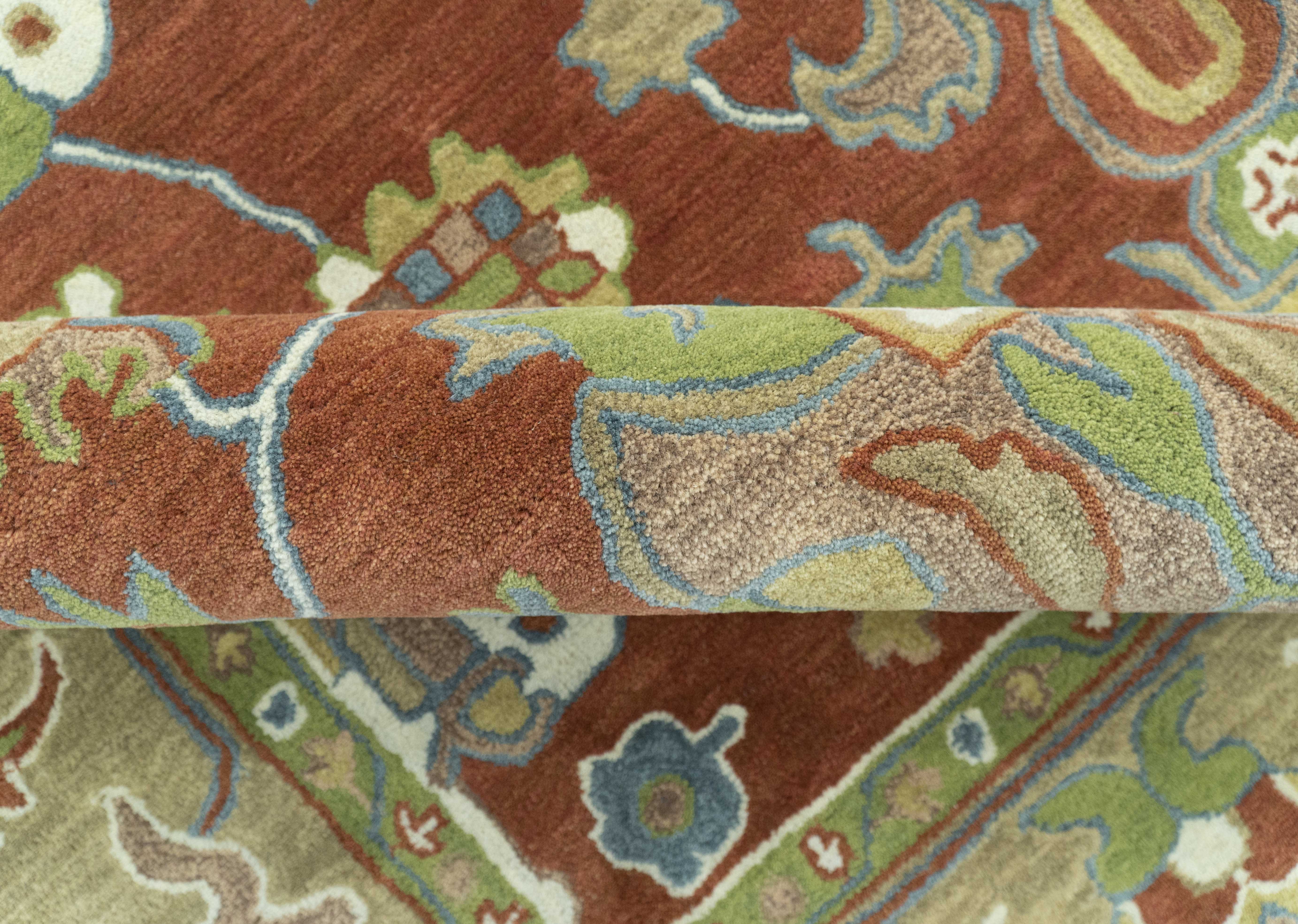 Rust And Beige Traditional Oushak Design Hand Tufted 8x10 Wool Area Rug - Image 6