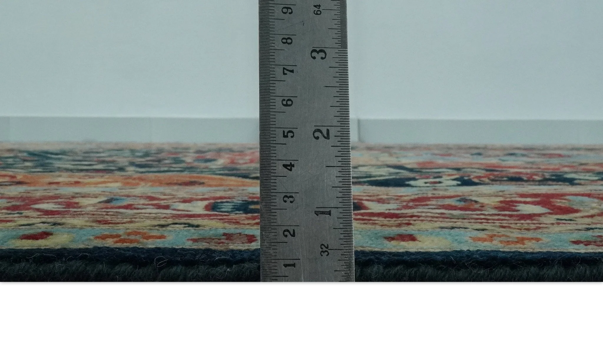 8x10 Rust and Blue Fine Hand Knotted Traditional Heriz Medallion wool area rug - Image 8
