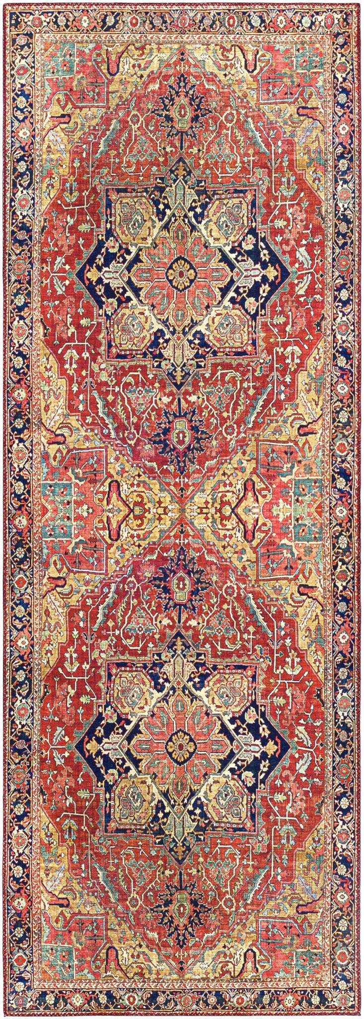 Whittingham Rust And Blue Traditional Heriz Design Area Rug - Image 10