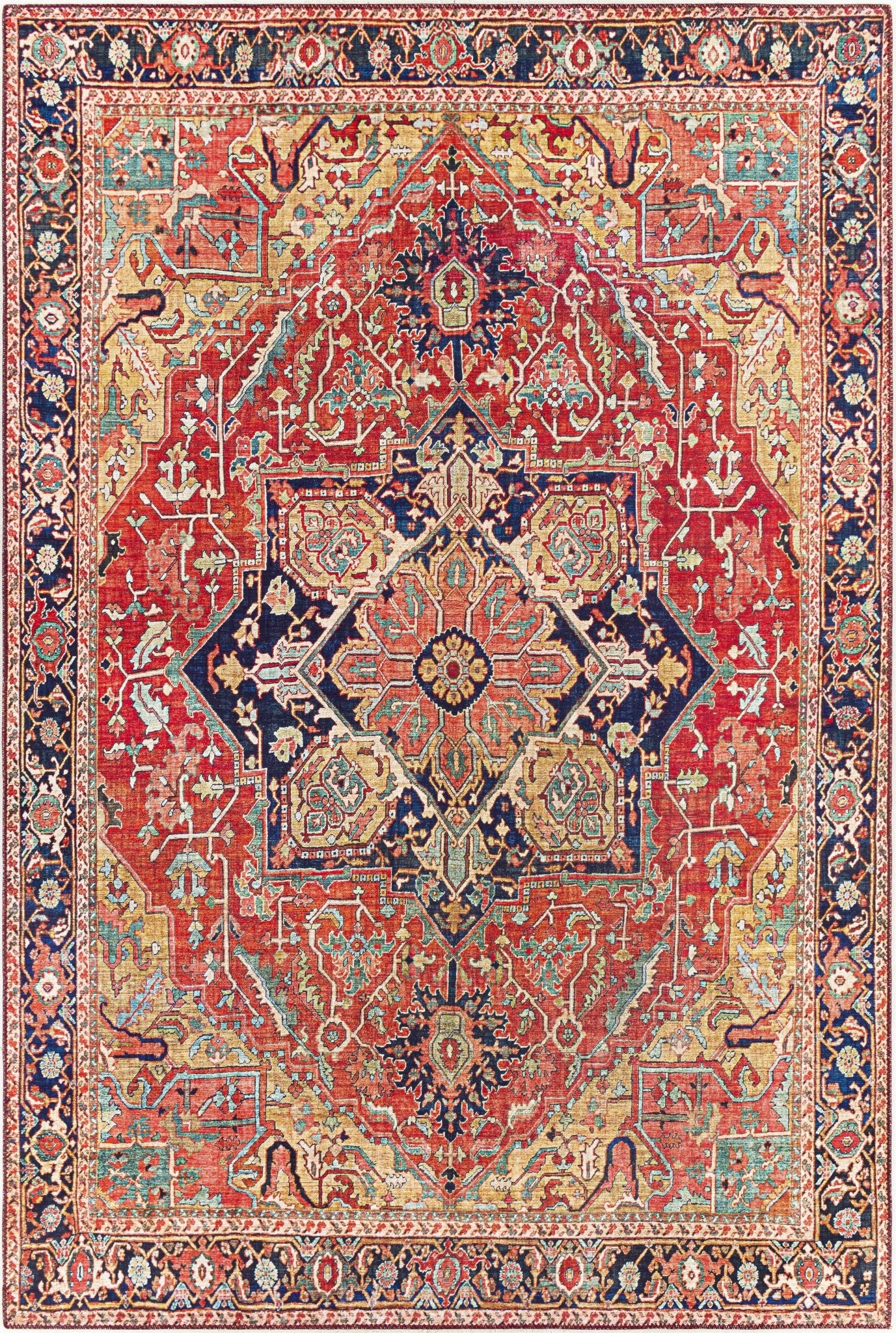 Whittingham Rust And Blue Traditional Heriz Design Area Rug - Image 11