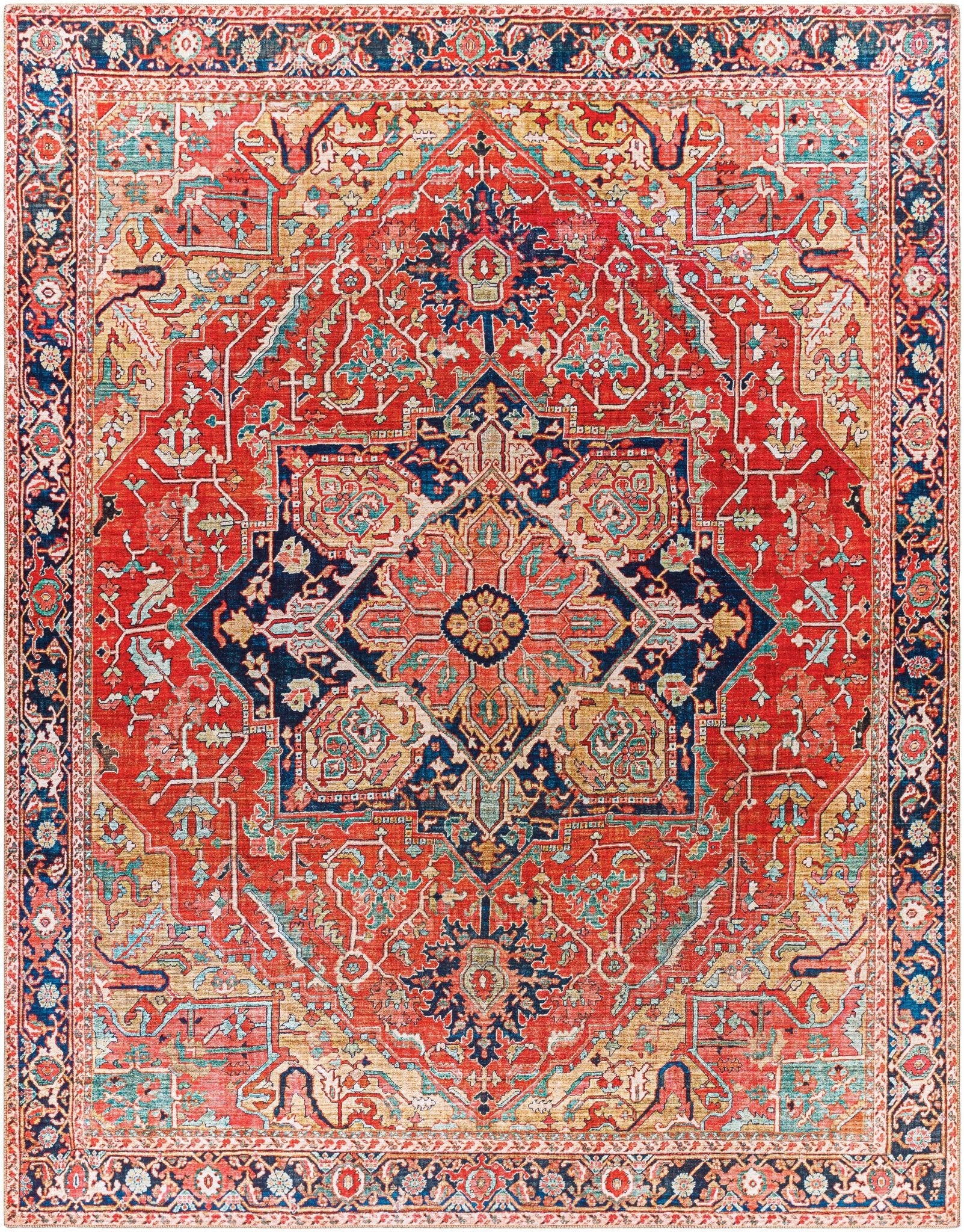 Whittingham Rust And Blue Traditional Heriz Design Area Rug - Image 13