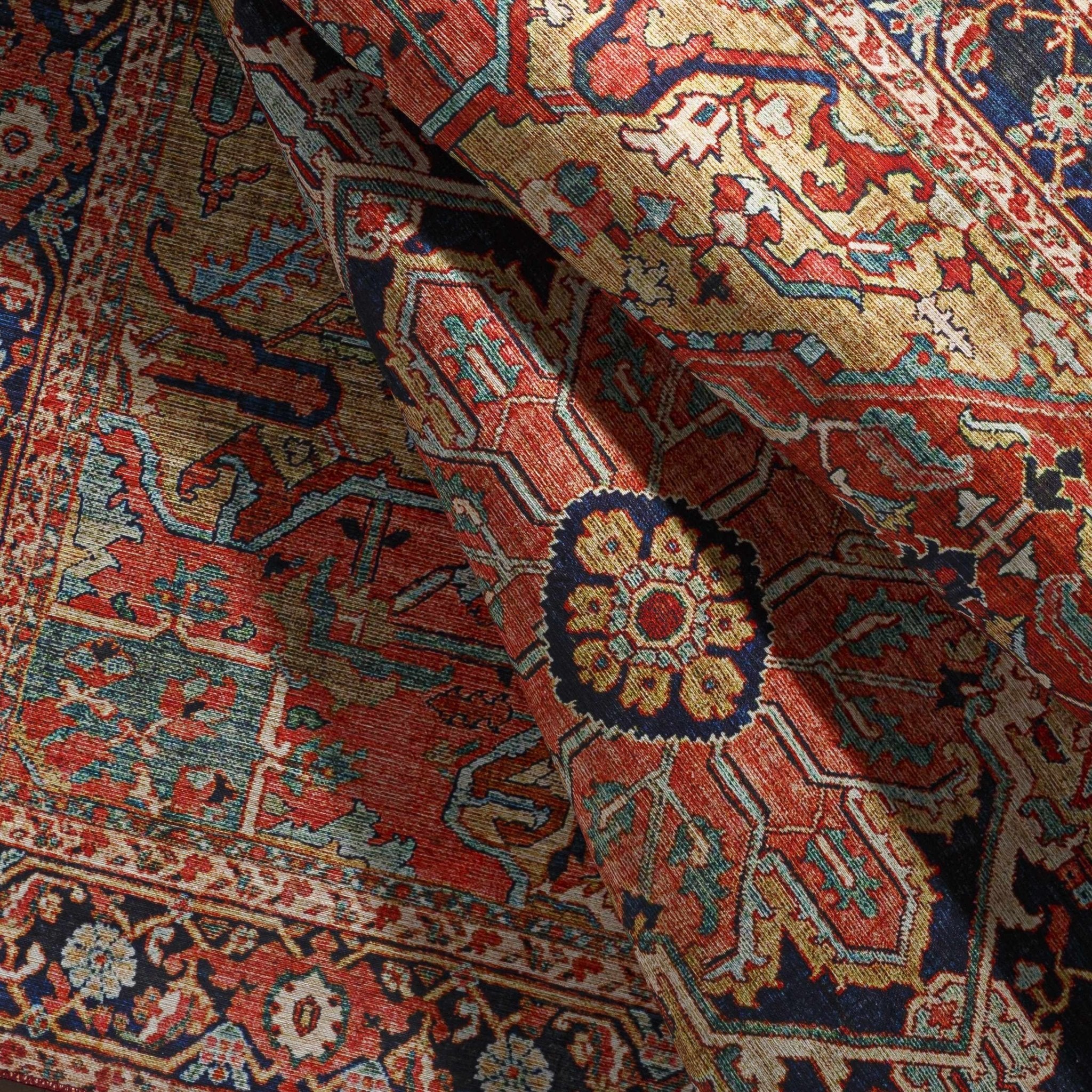 Whittingham Rust And Blue Traditional Heriz Design Area Rug - Image 4